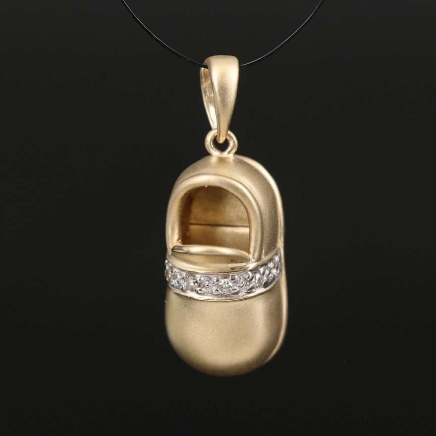 14K Diamond Shoe Charm Pendant