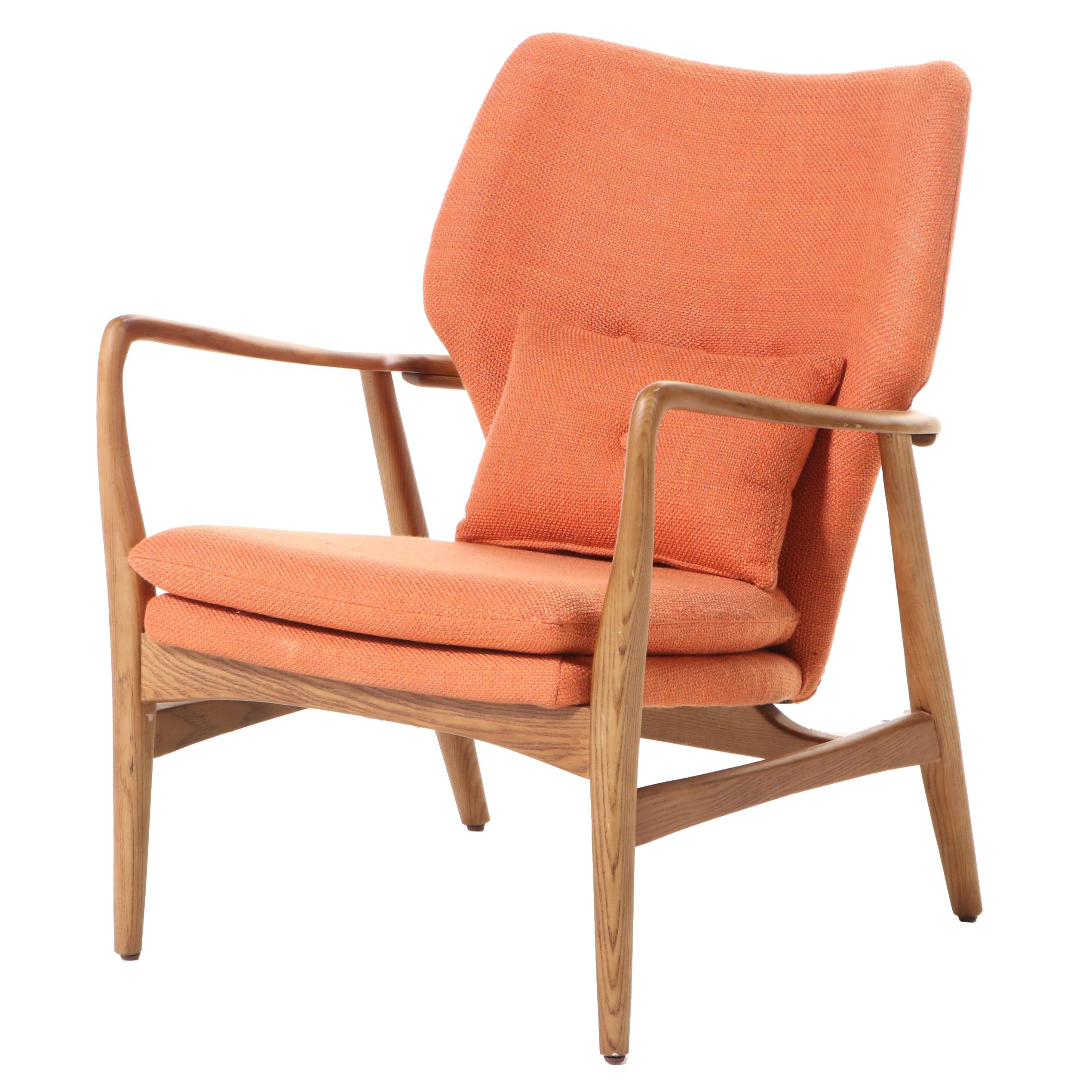 Blue Ocean Traders "Helsinki" Modernist Style Upholstered Ash Lounge Chair