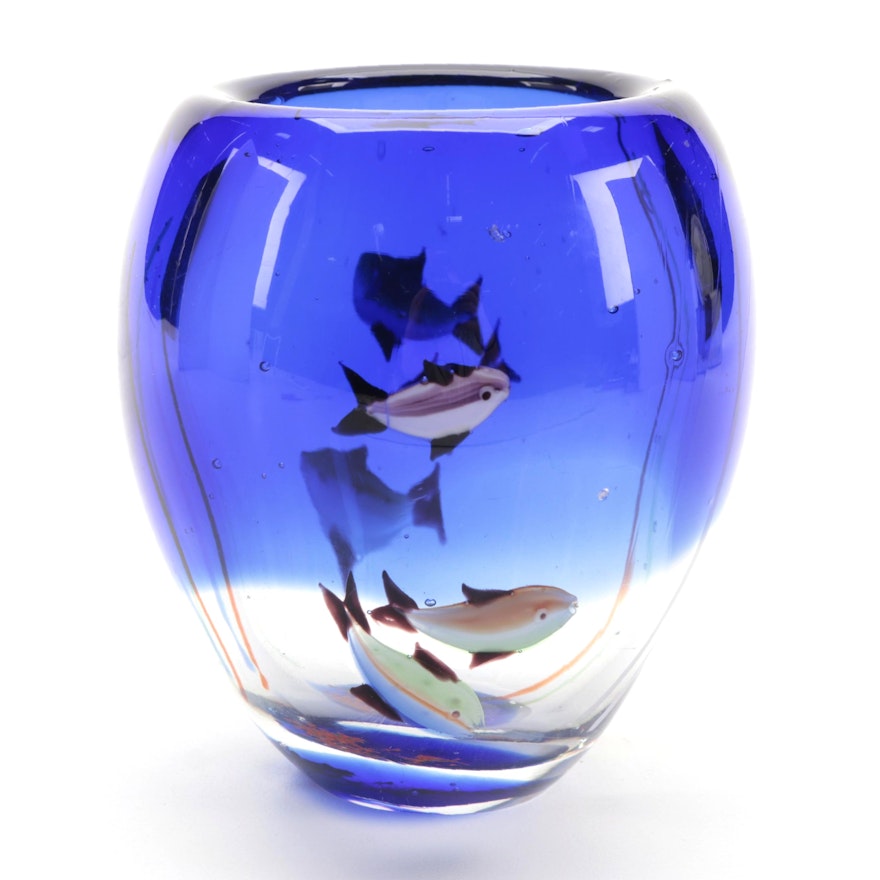 Cenedese Murano Style Hand-Blown Glass Fish Vase, Late 20th to 21st Century