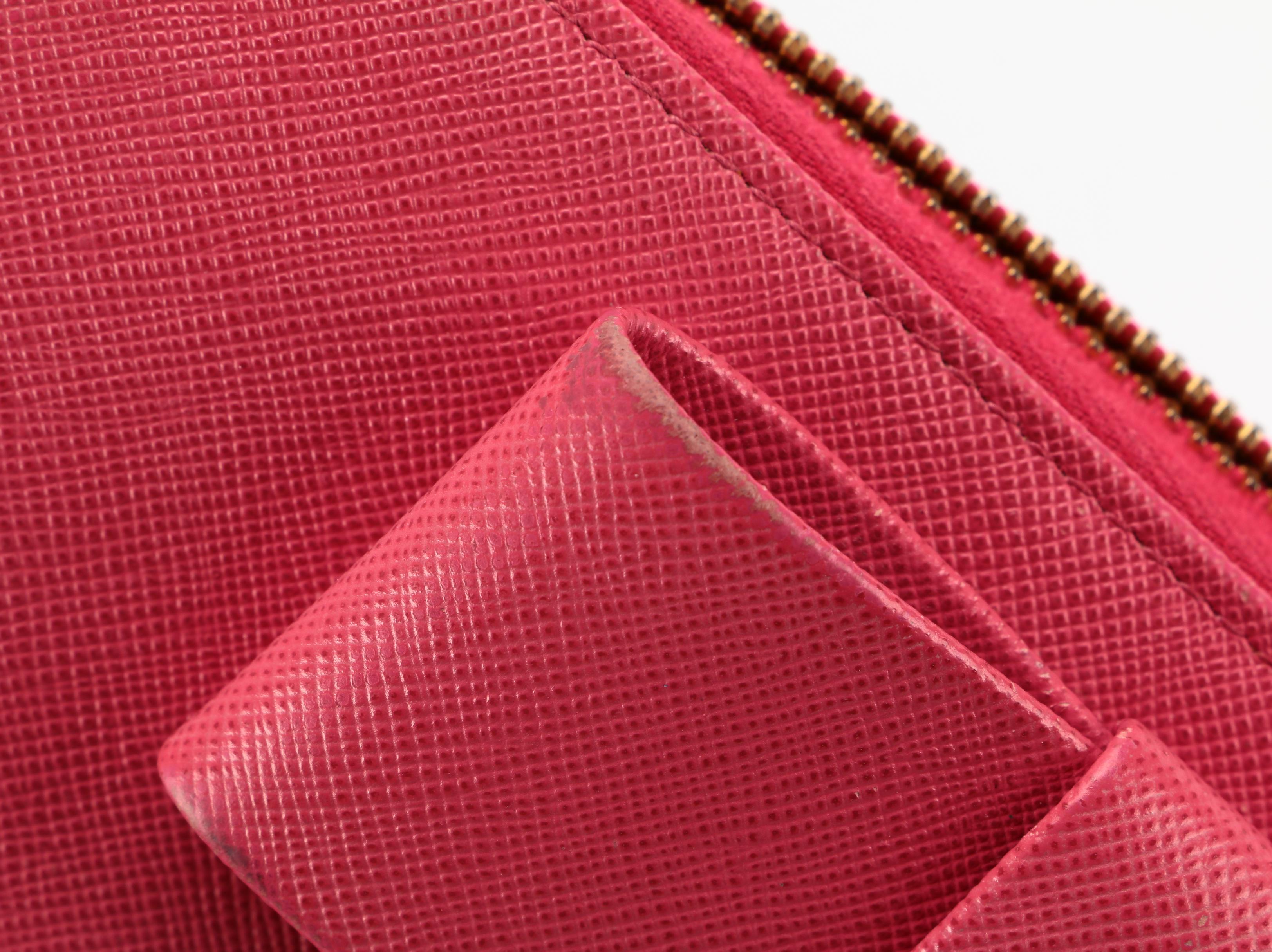 Prada Continental Bow Wallet in Peonia Saffiano Leather with Box