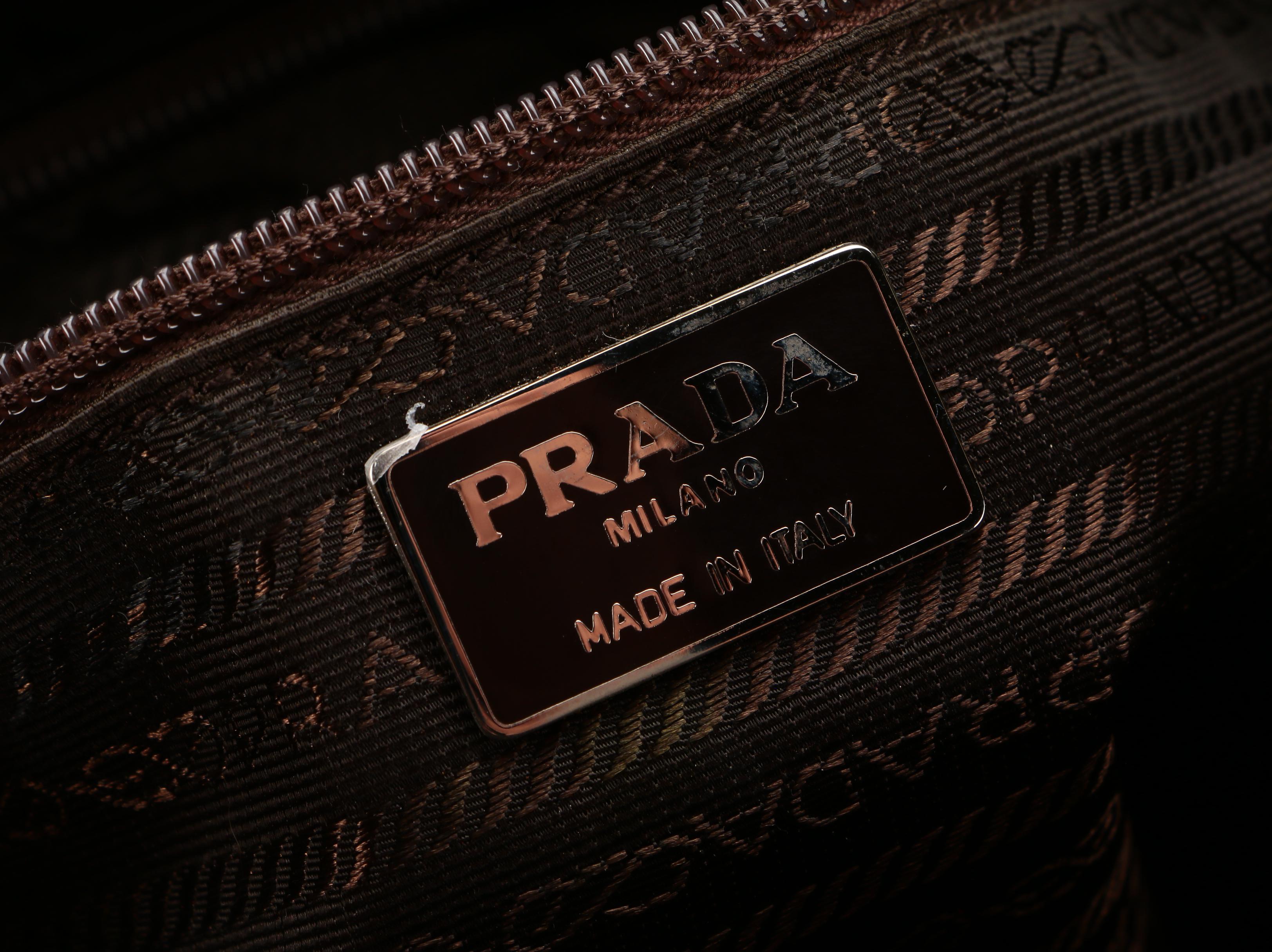Prada Shoulder Bag in Green Tessuto Nylon and Brown Leather