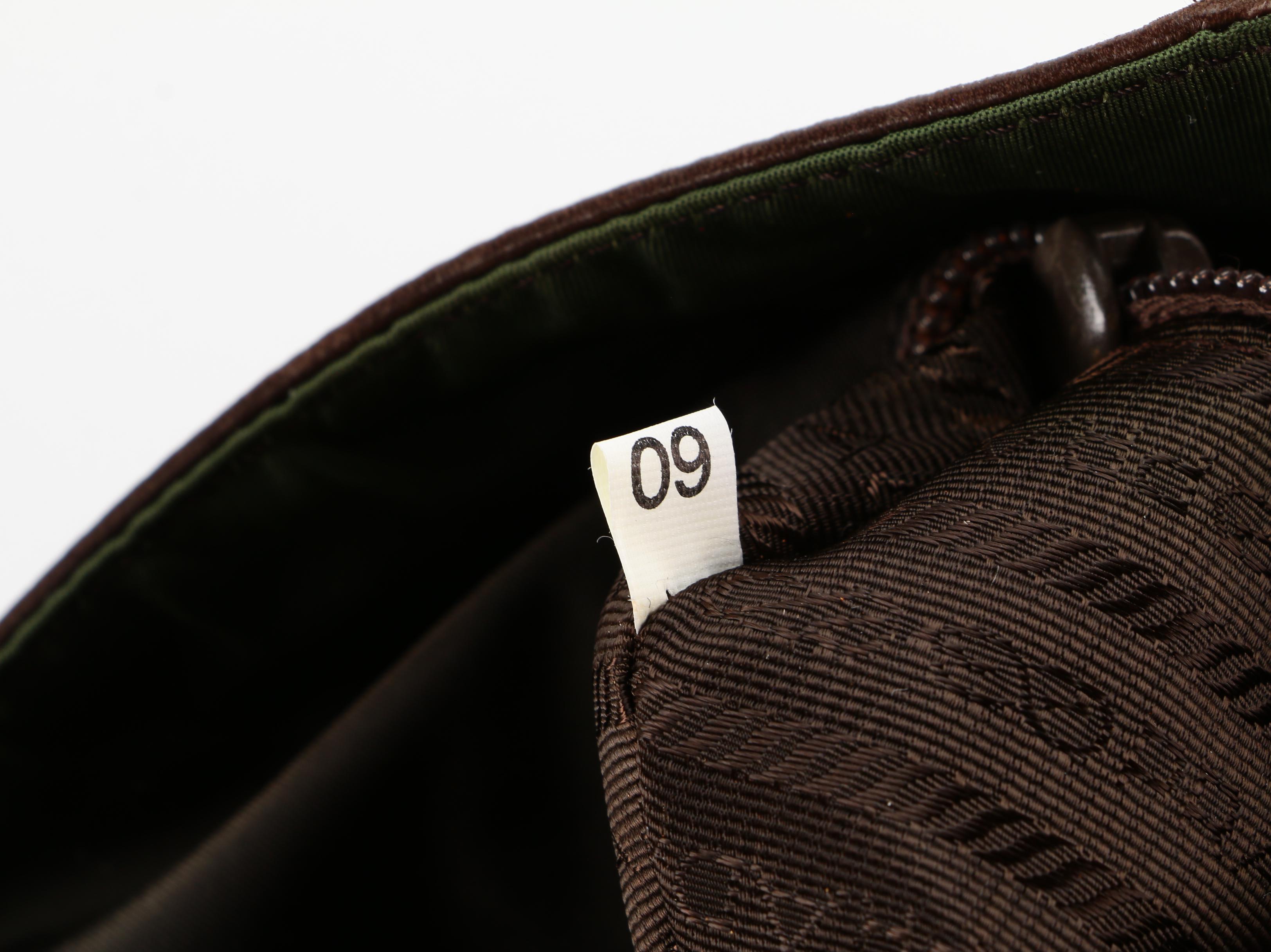 Prada Shoulder Bag in Green Tessuto Nylon and Brown Leather