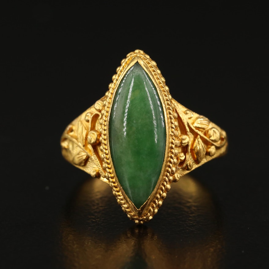 22K Jadeite Navette Ring