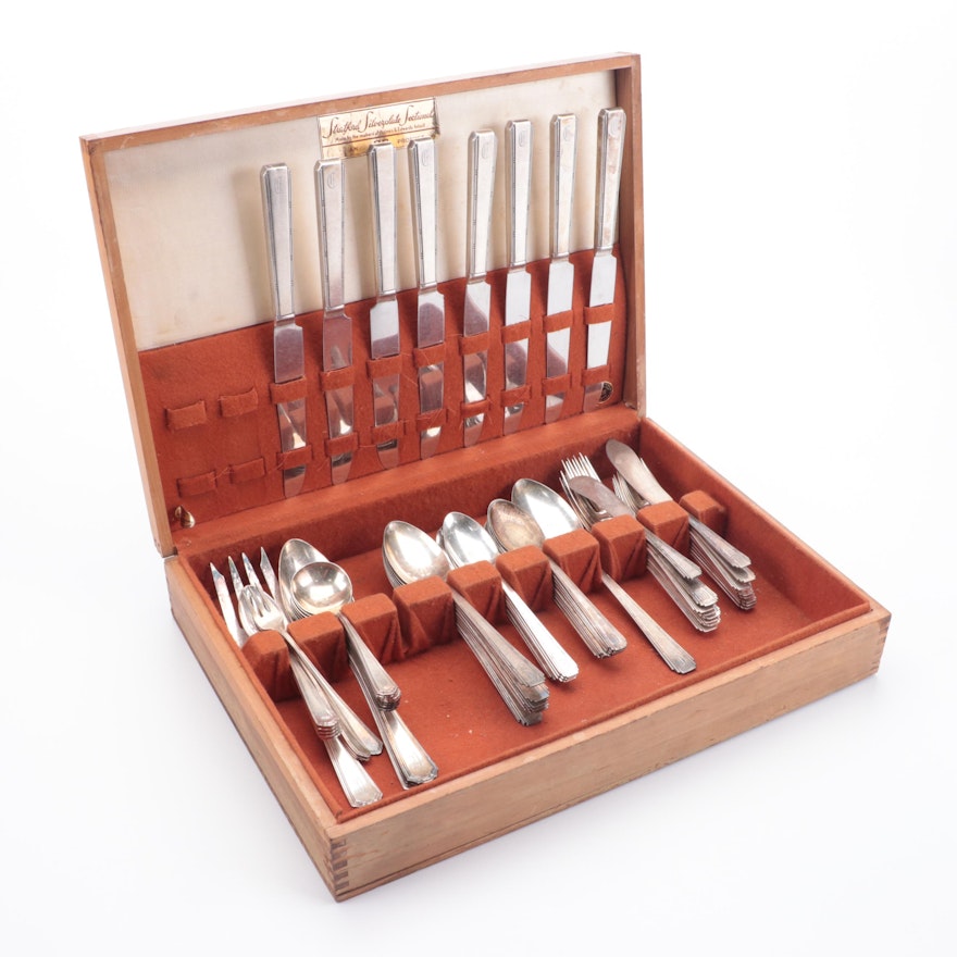American Silver Plate Flatware in Chest,  Mid-20th Century