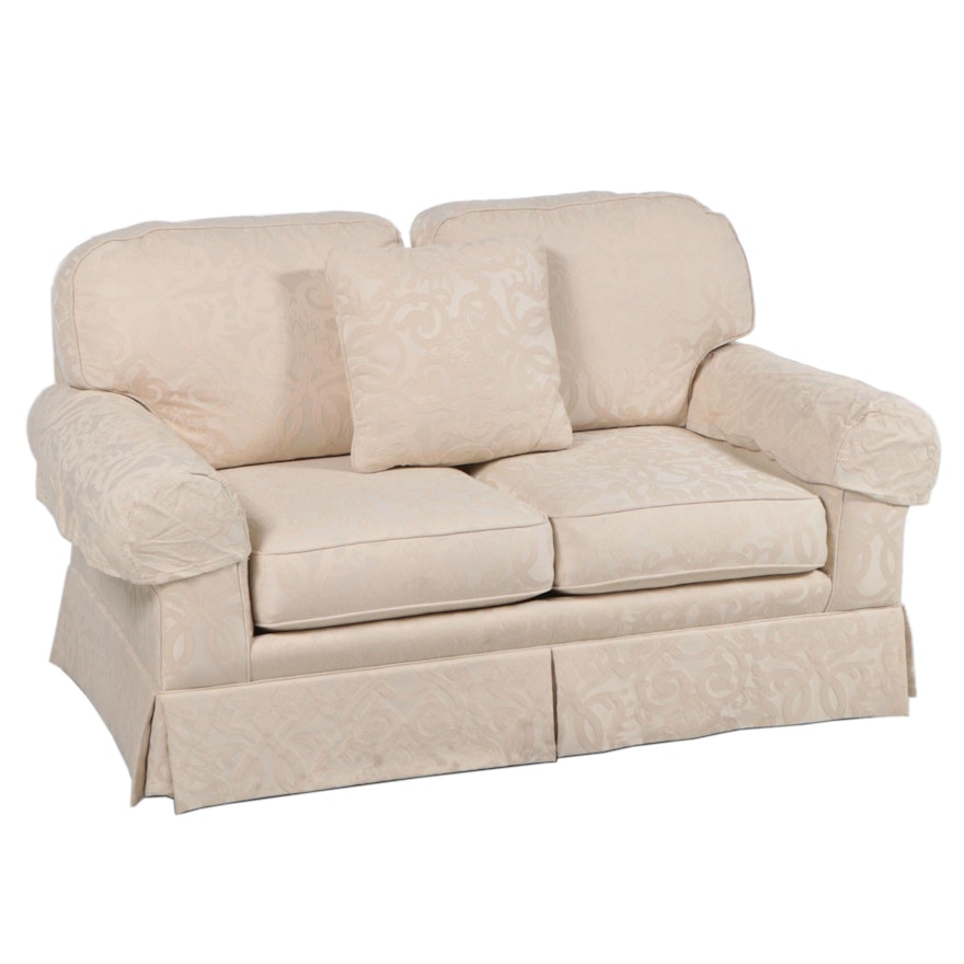 Sherrill Furniture Damask Upholstered Loveseat Sofa