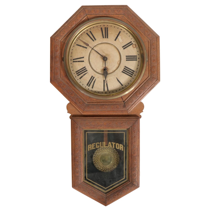 E.N. Welch "Star Pointer" Regulator Wall Clock, Late 19th to Early 20th Century