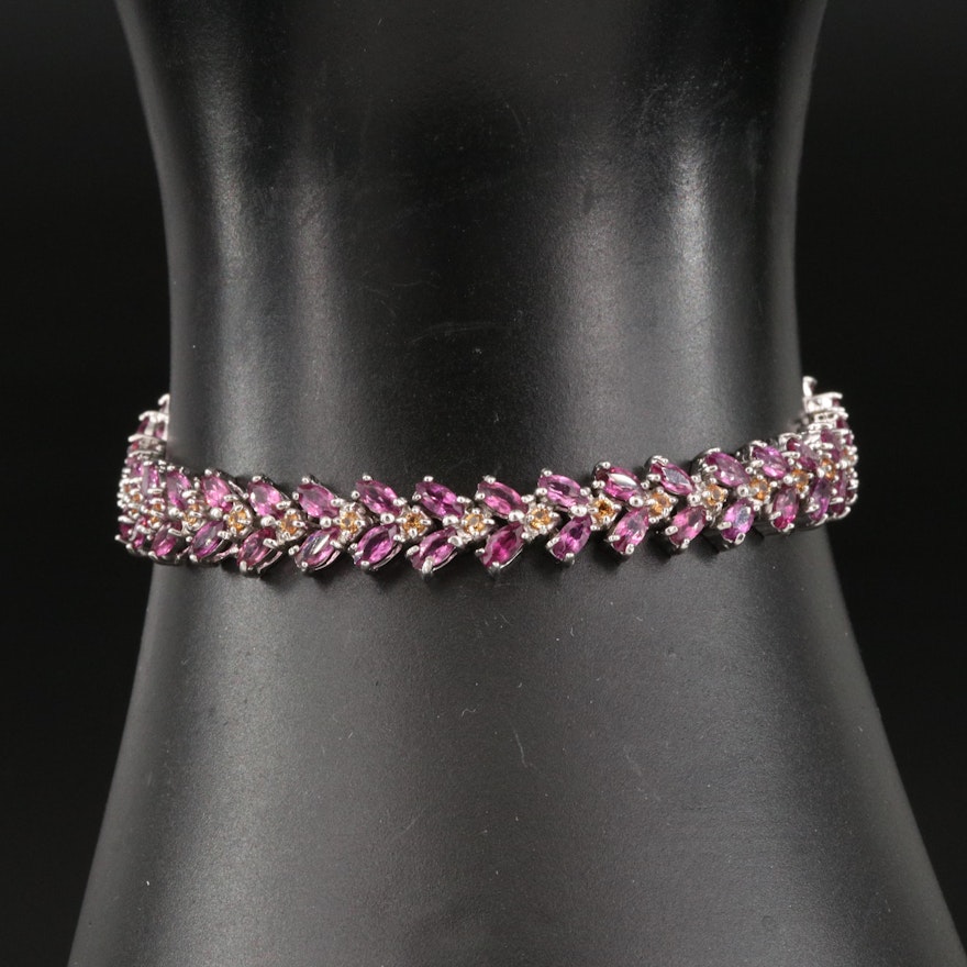 Sterling Silver Garnet and Sapphire Bracelet