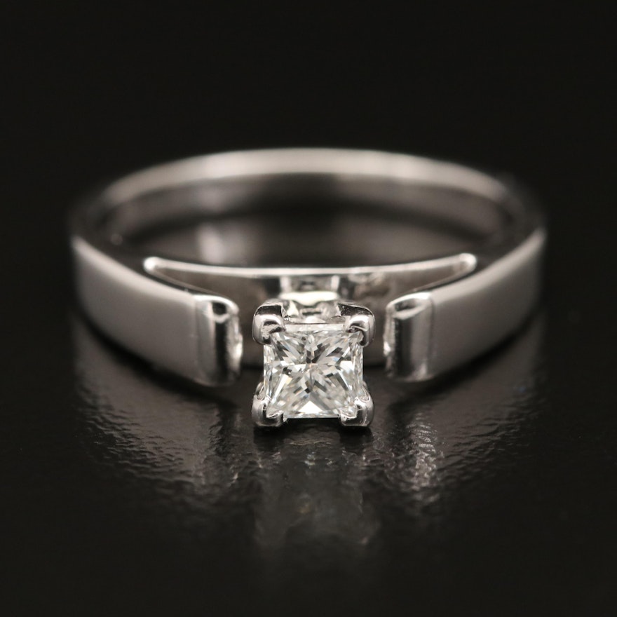 14K 0.31 CT Diamond Solitaire Ring with Platinum Cathedral Setting