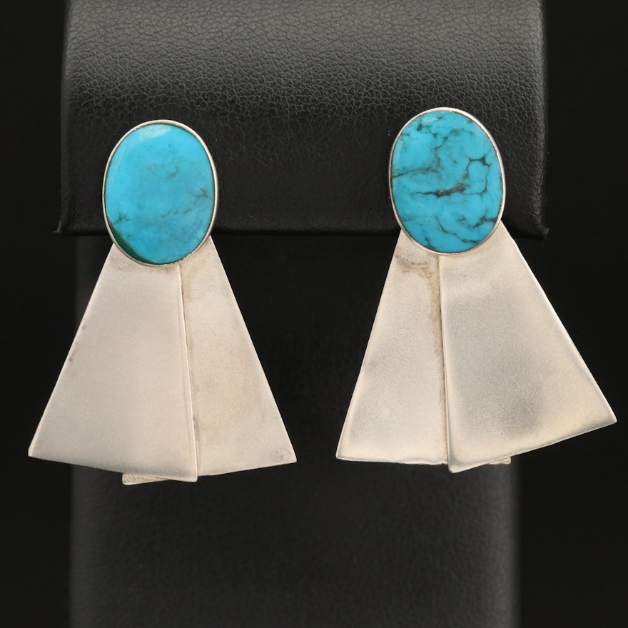Sterling Silver Imitation Turquoise Earrings