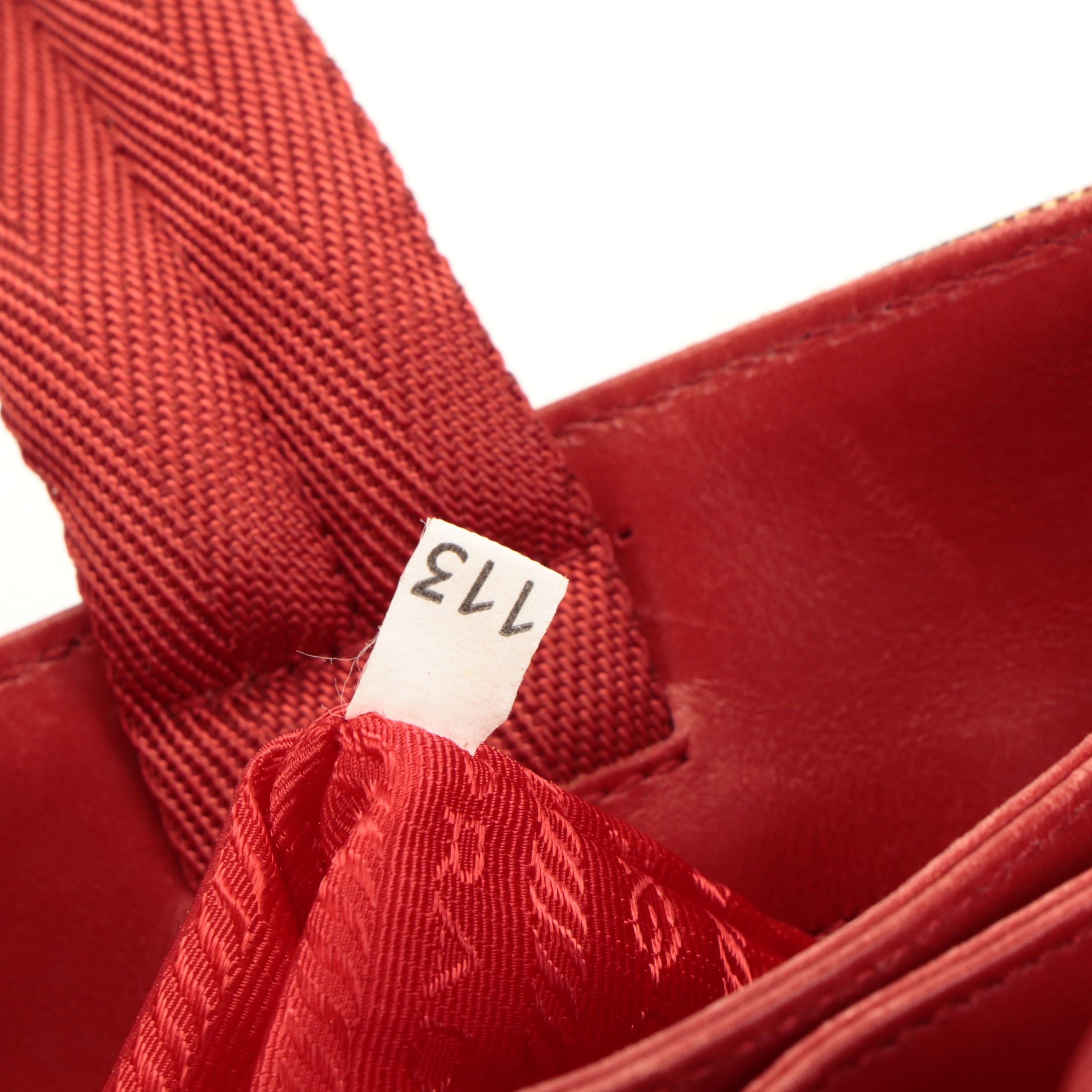 Prada Linea Rossa Tote in Beige and Red Canvas