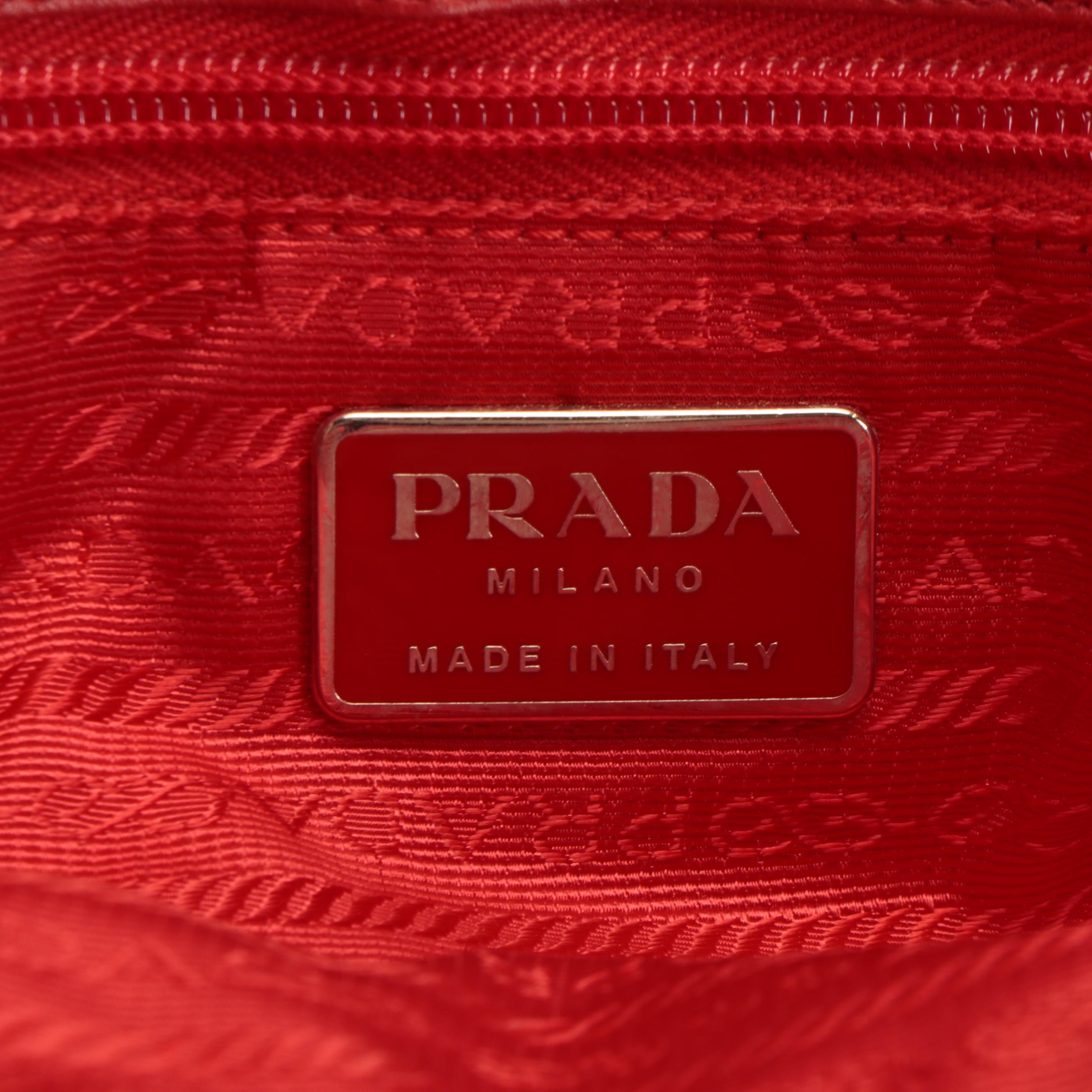 Prada Linea Rossa Tote in Beige and Red Canvas