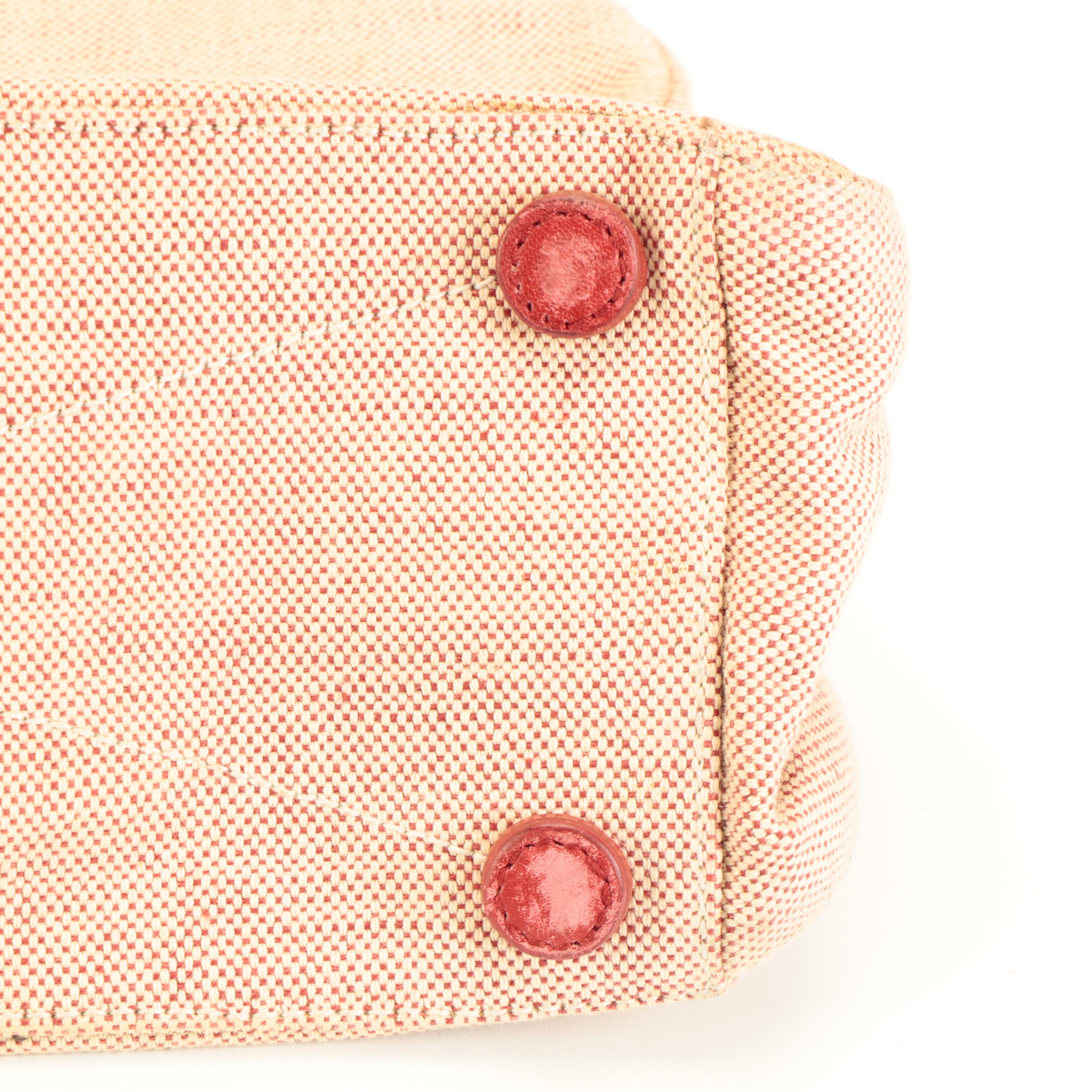 Prada Linea Rossa Tote in Beige and Red Canvas