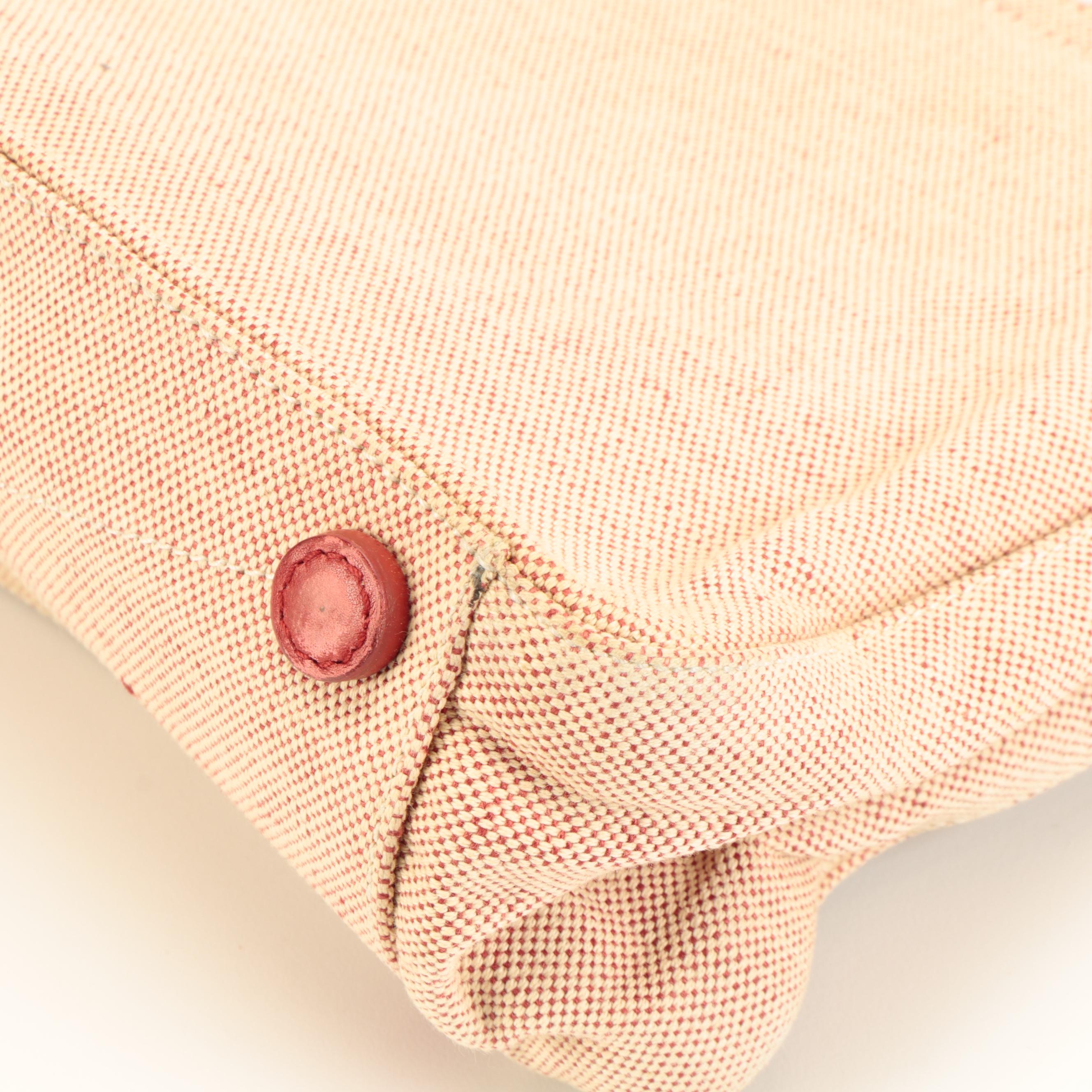 Prada Linea Rossa Tote in Beige and Red Canvas