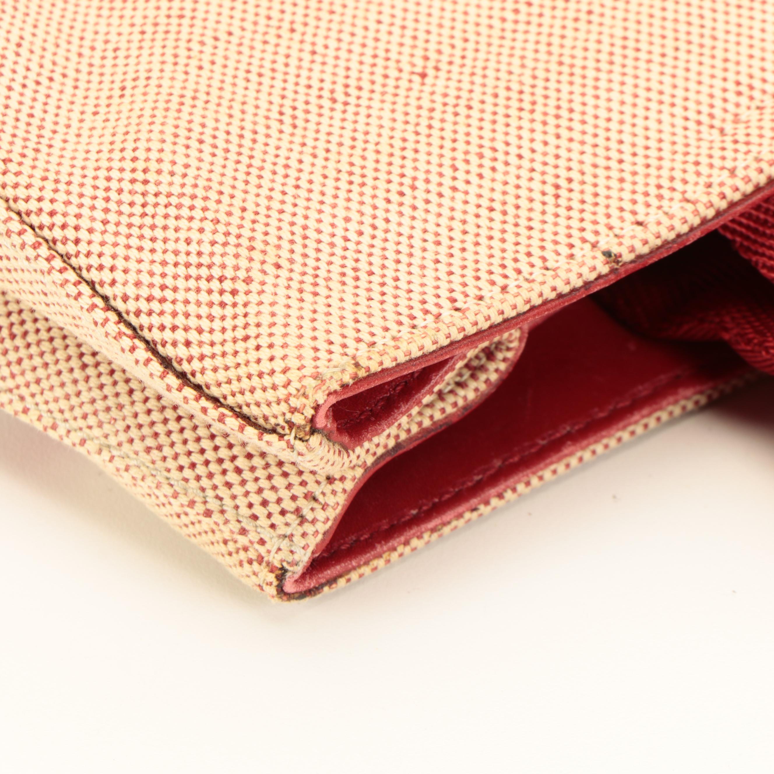 Prada Linea Rossa Tote in Beige and Red Canvas