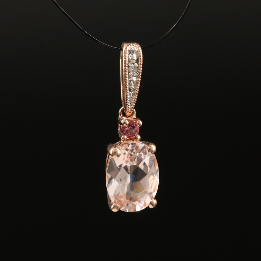 10K Morganite and Diamond Pendant