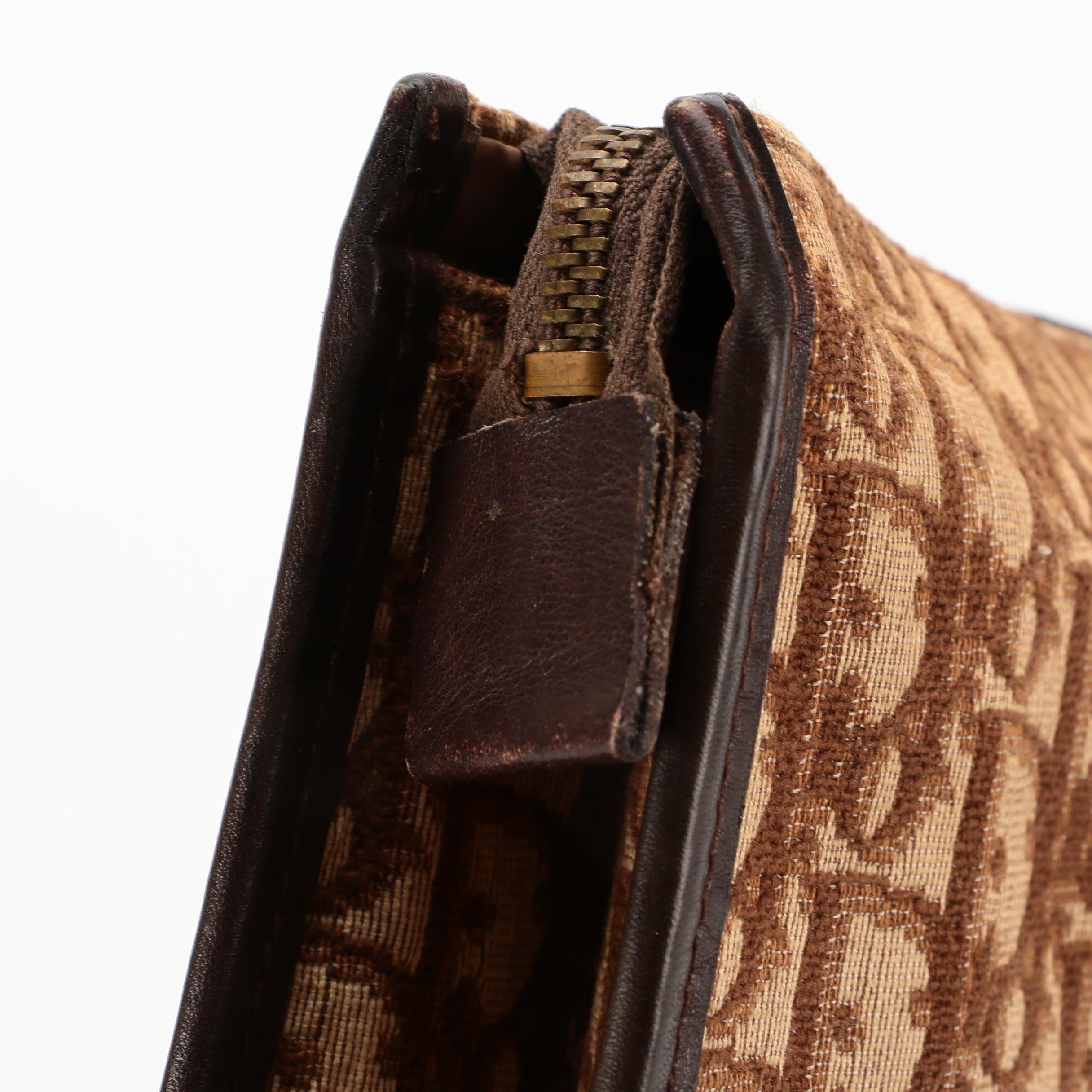 Christian Dior Cosmetic Pouch in Brown Trotter Canvas and Dark Brown Leather