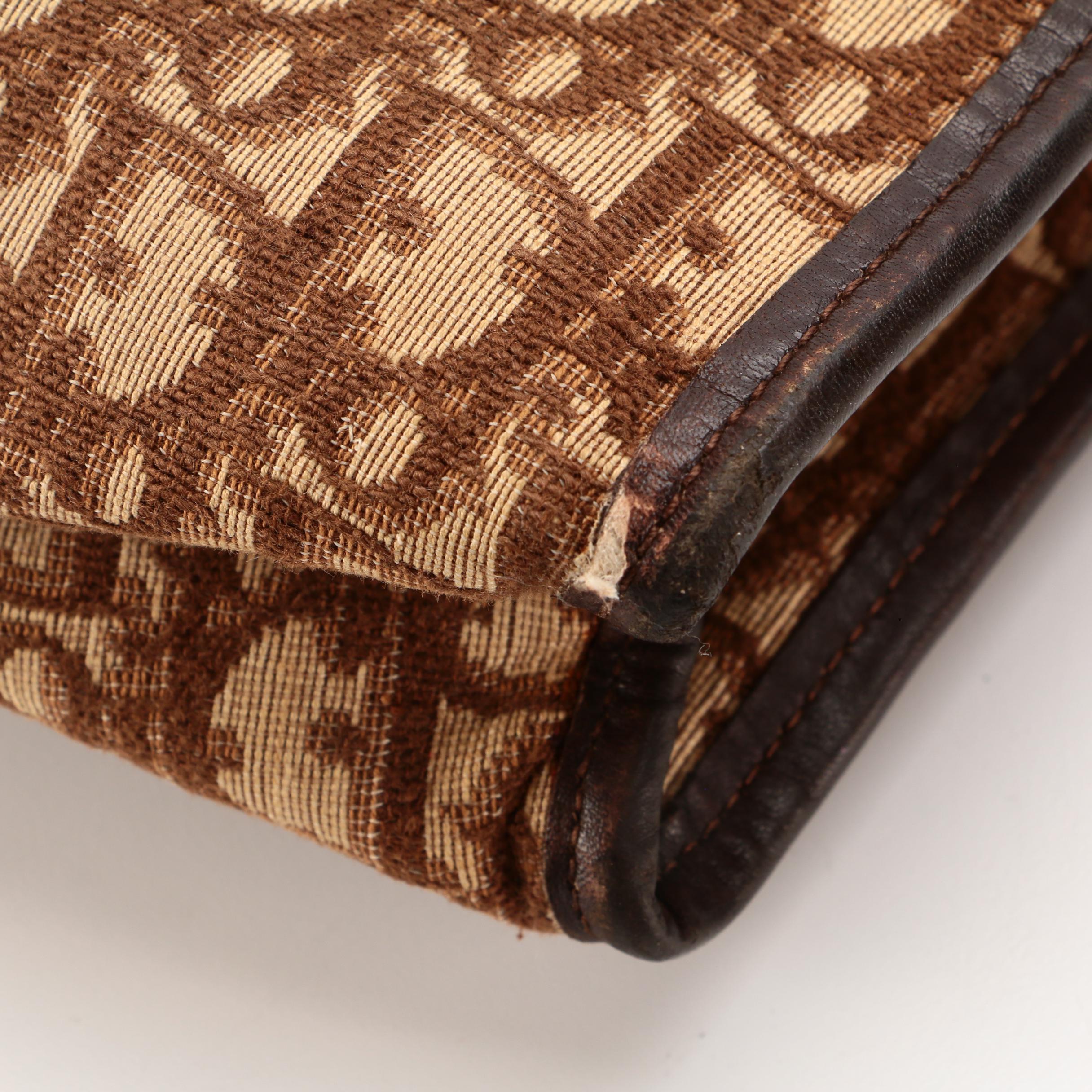 Christian Dior Cosmetic Pouch in Brown Trotter Canvas and Dark Brown Leather