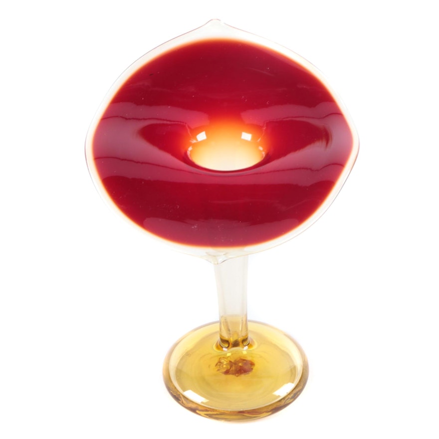 Handblown Glass Amberina Jack in the Pulpit Vase