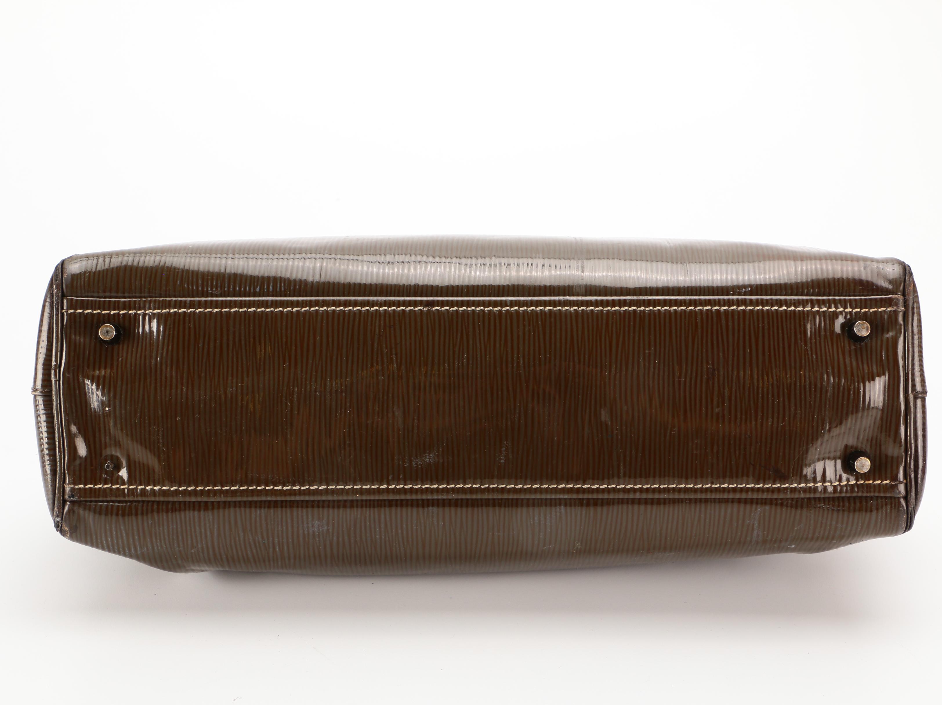 Prada Bowler Bag in Olive Embossed Patent Leather