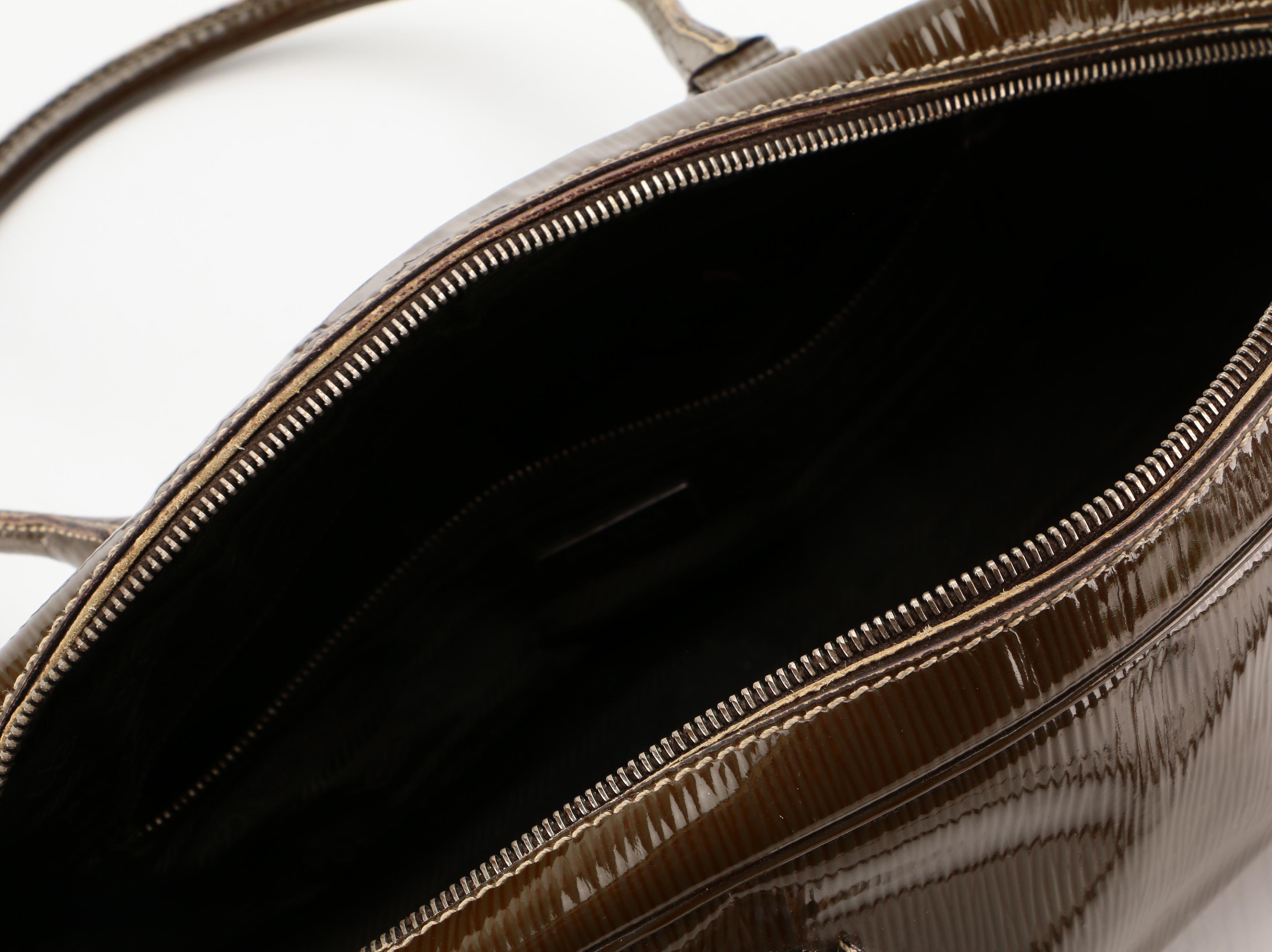 Prada Bowler Bag in Olive Embossed Patent Leather