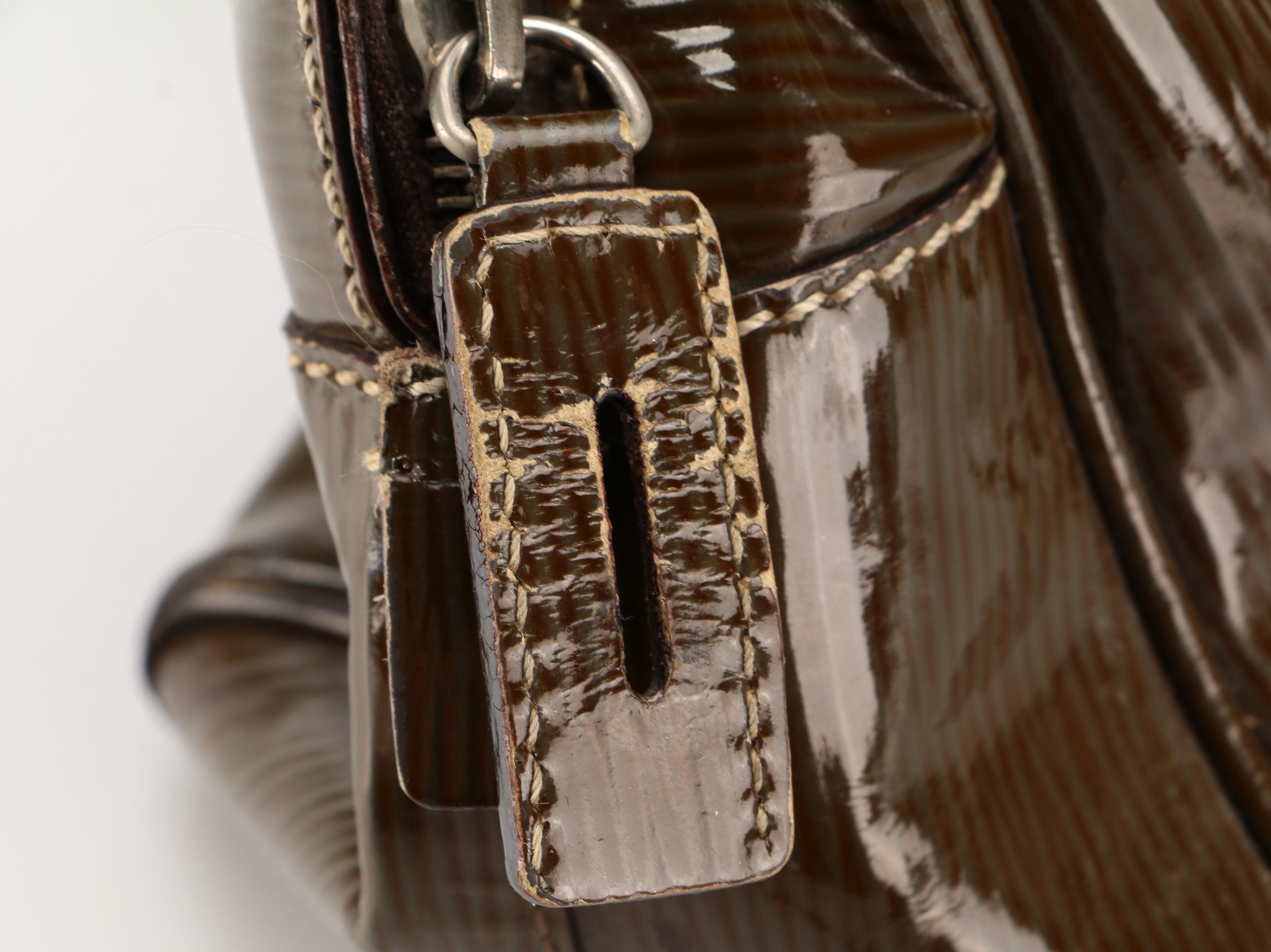 Prada Bowler Bag in Olive Embossed Patent Leather