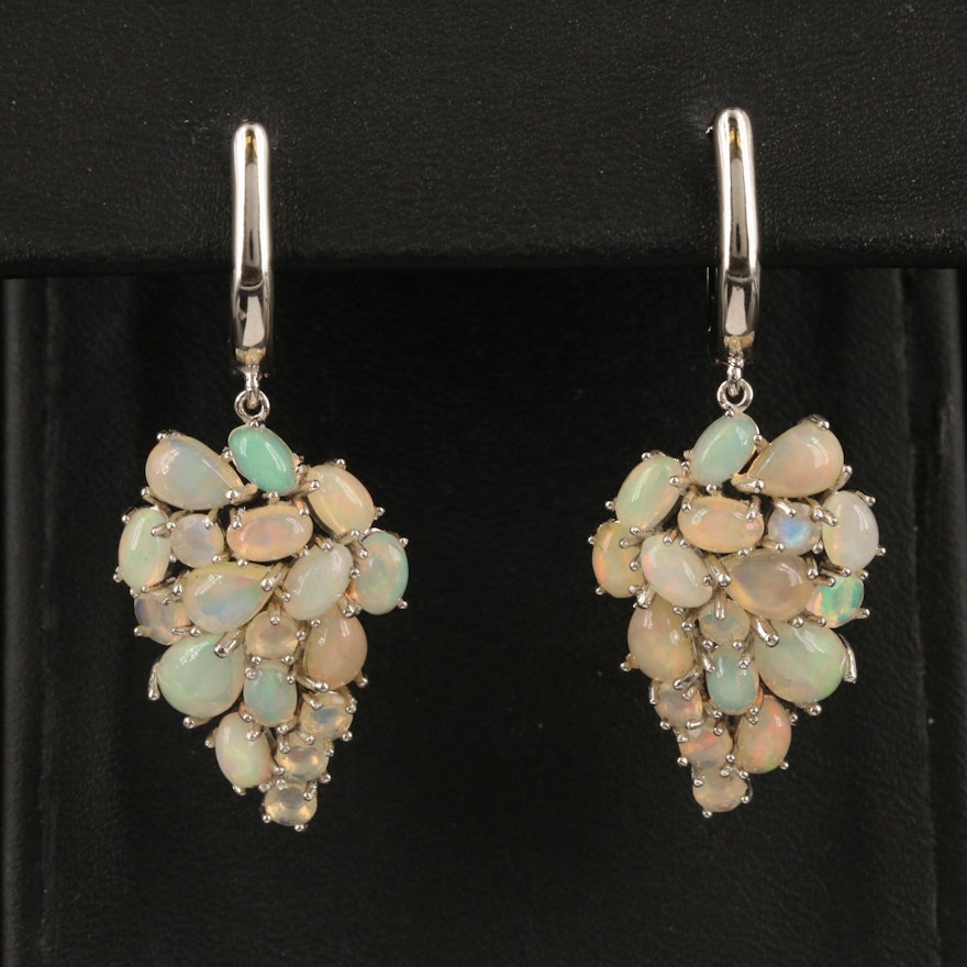 Sterling Opal Cluster Earrings