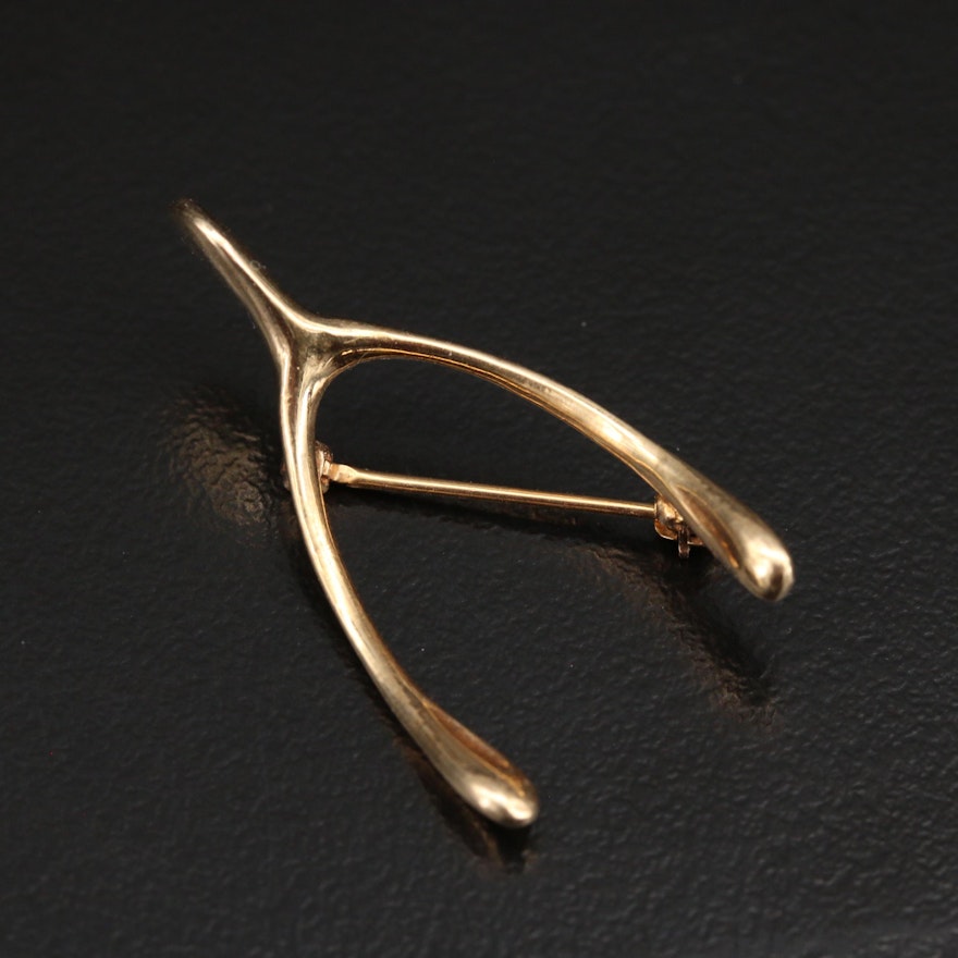 14K Wishbone Brooch