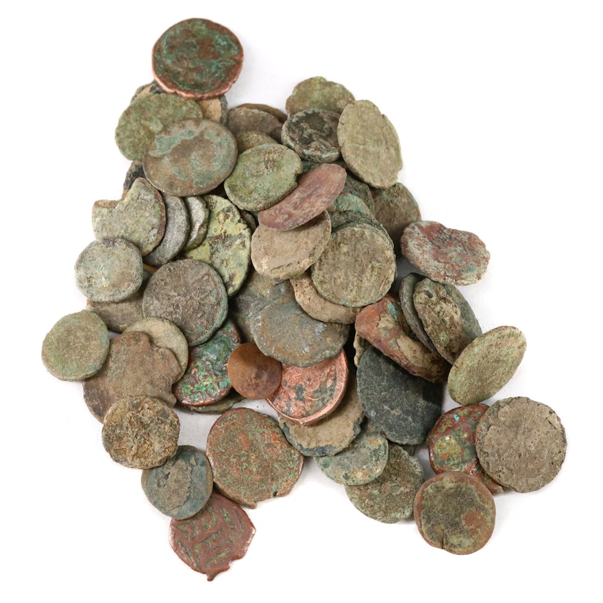 Seventy Ancient Roman Imperial AE4 Bronze Coins, ca. 200–400 AD