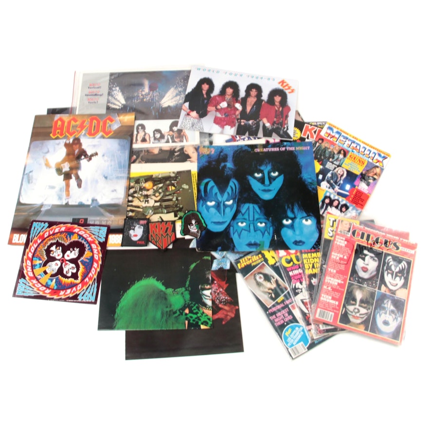 Kiss and AC/DC Posters, and Kiss Patches, Magazines, Tour Book, More Memorabilia