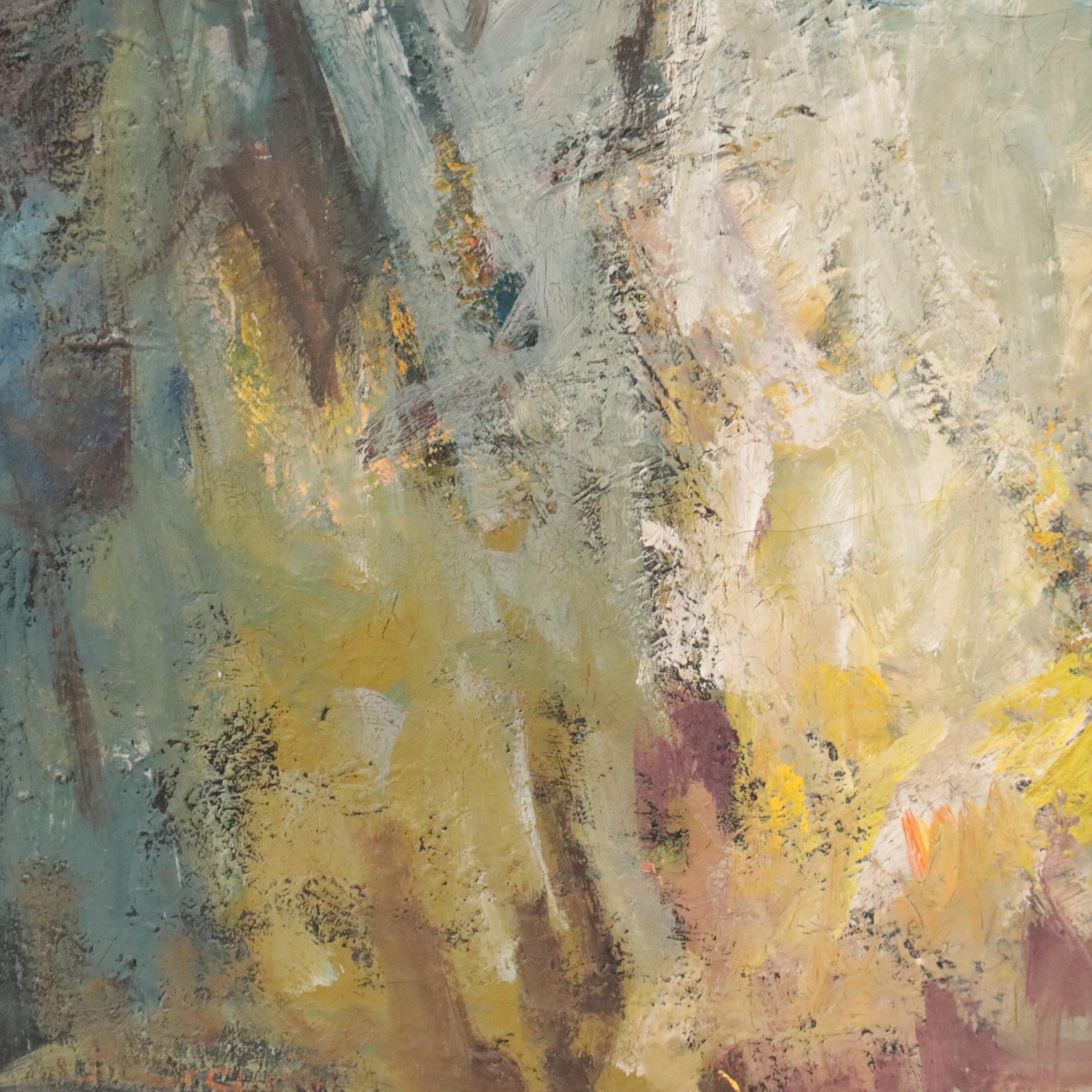 Ella Stewart-Clayburn Abstract Oil Painting, Mid-20th Century