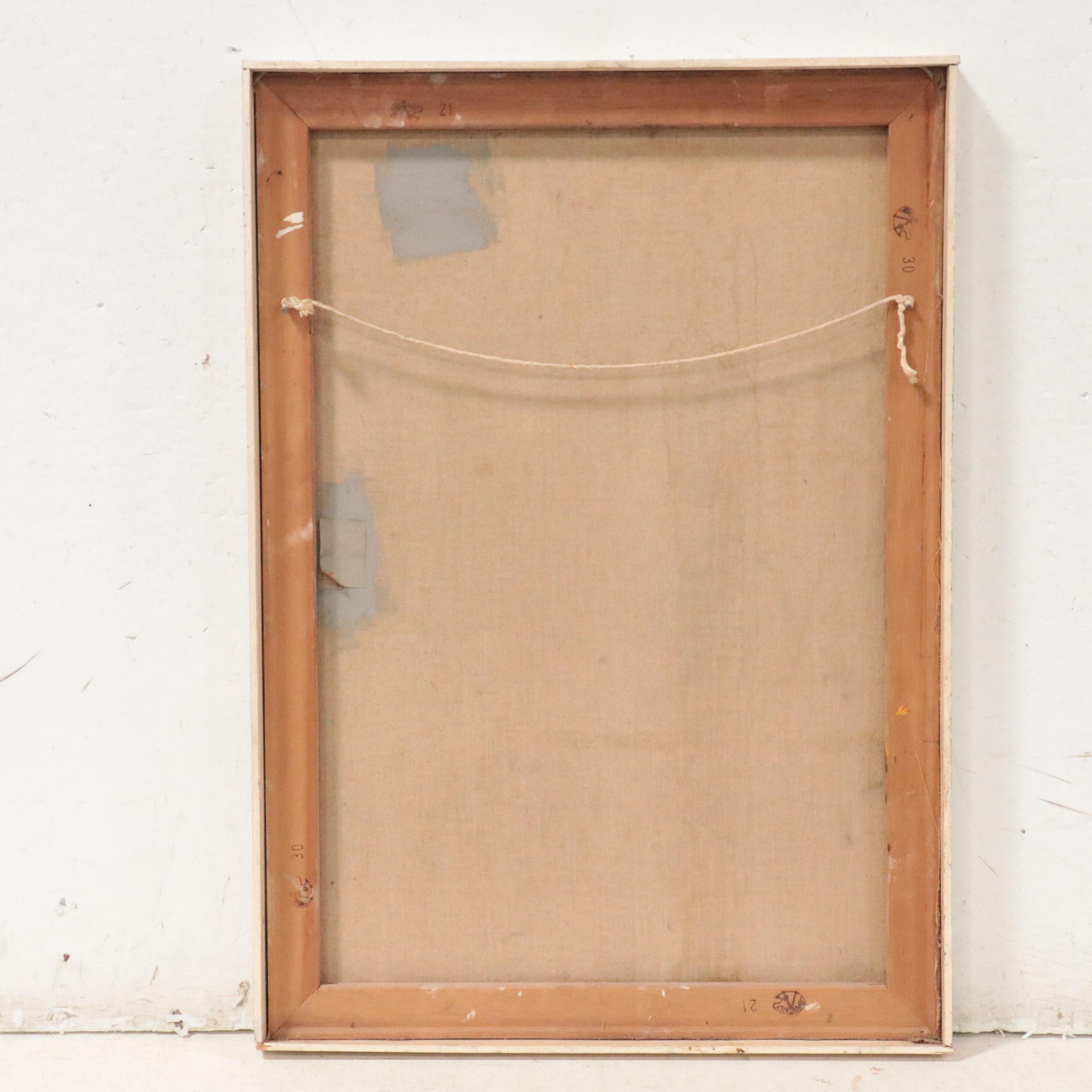 Ella Stewart-Clayburn Modernist Portrait Oil Painting, Mid-20th Century