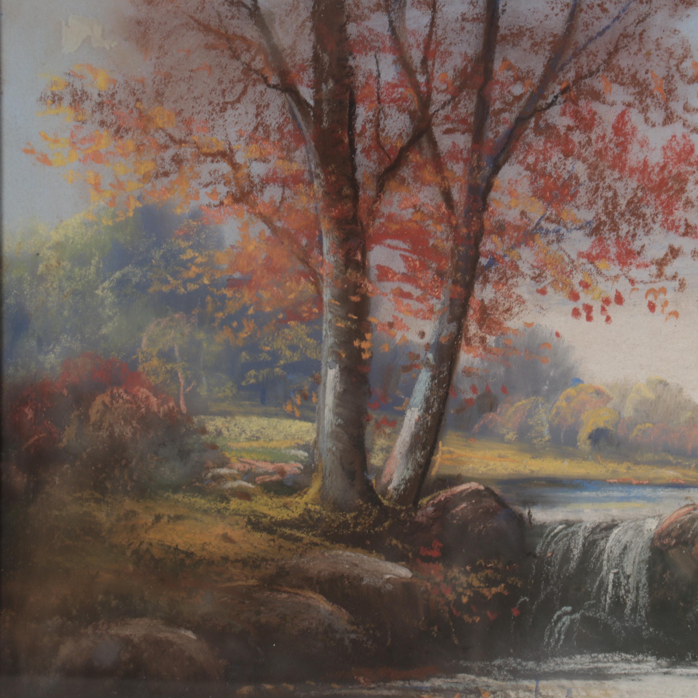 Autumn Landscape Pastel Drawing