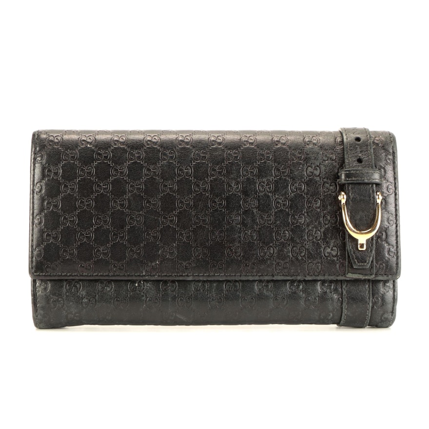 Gucci Horsebit MicroGuccissima Black Leather Wallet
