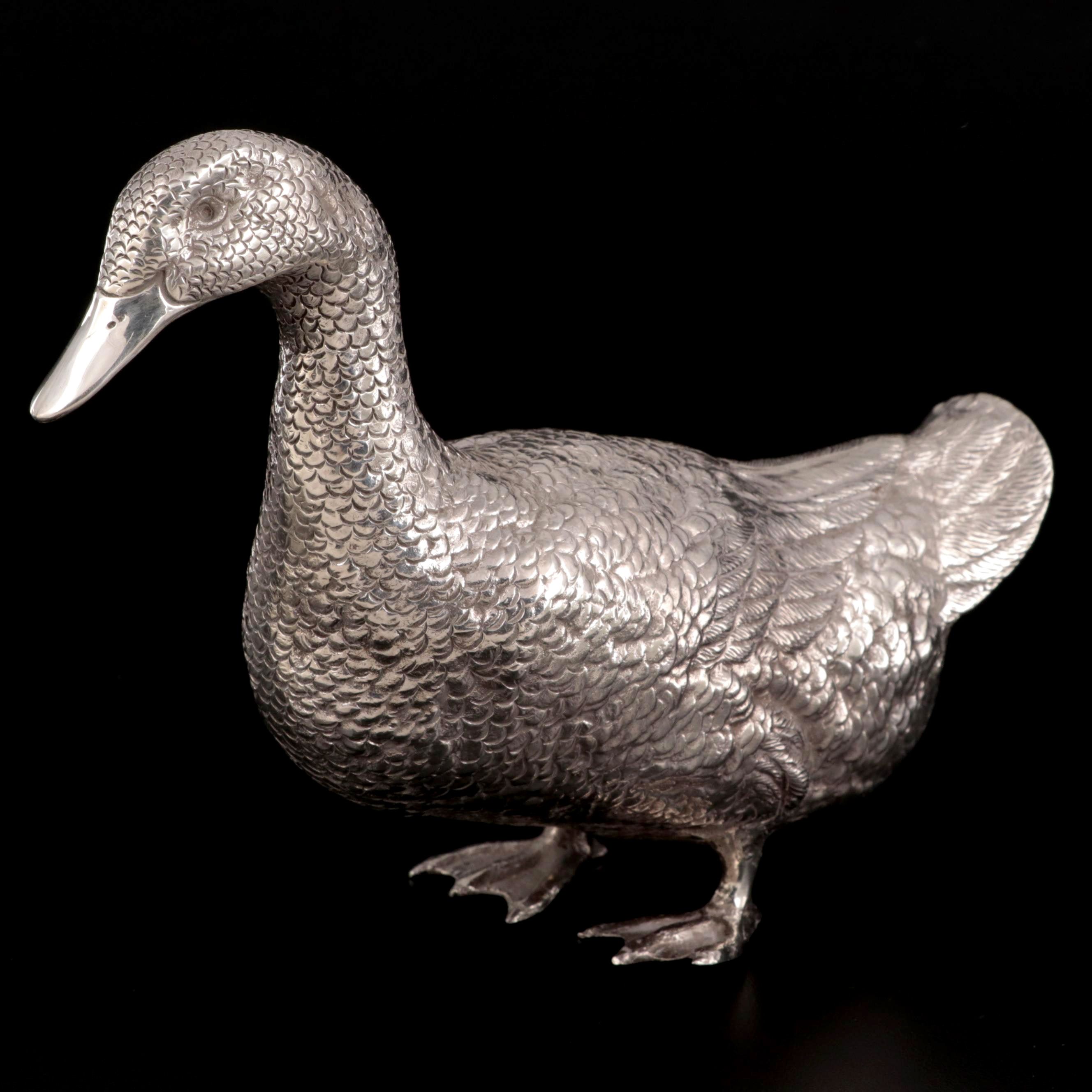 Sterling Silver Duck Figurine, Late 20th Century