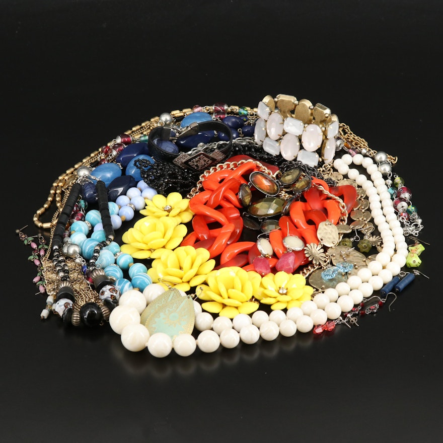 Selection of Necklaces, Earrings and Bracelets Featuring Art Glass