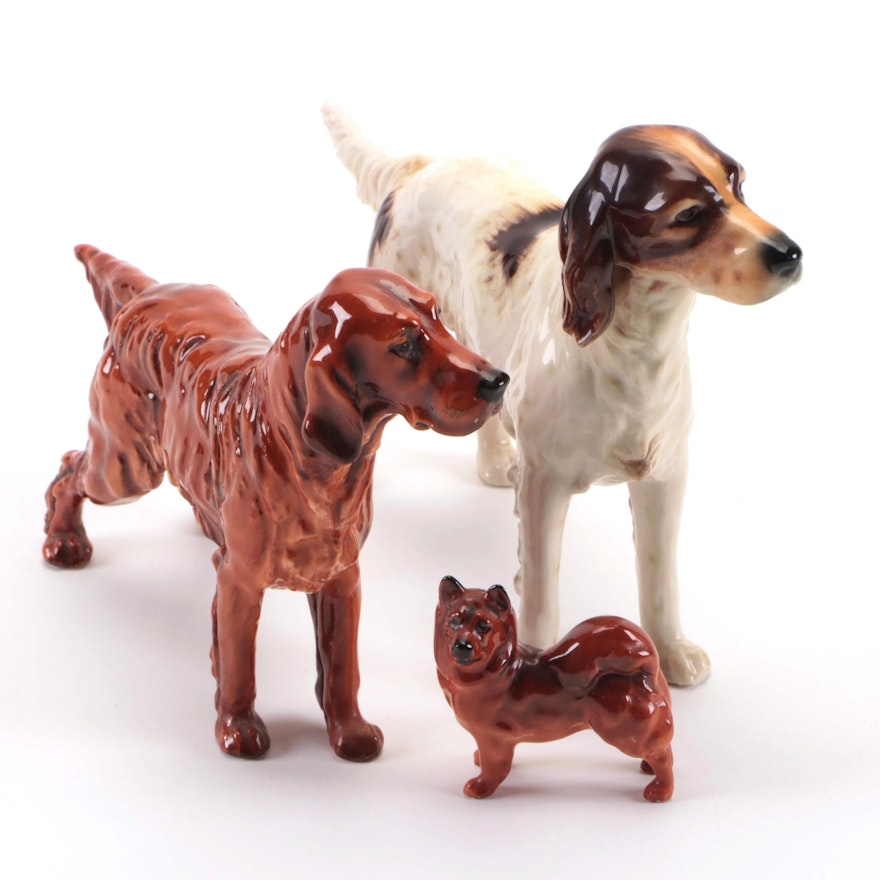 Royal Doulton Bone China Spaniel Figurine with Other Canine Figurines
