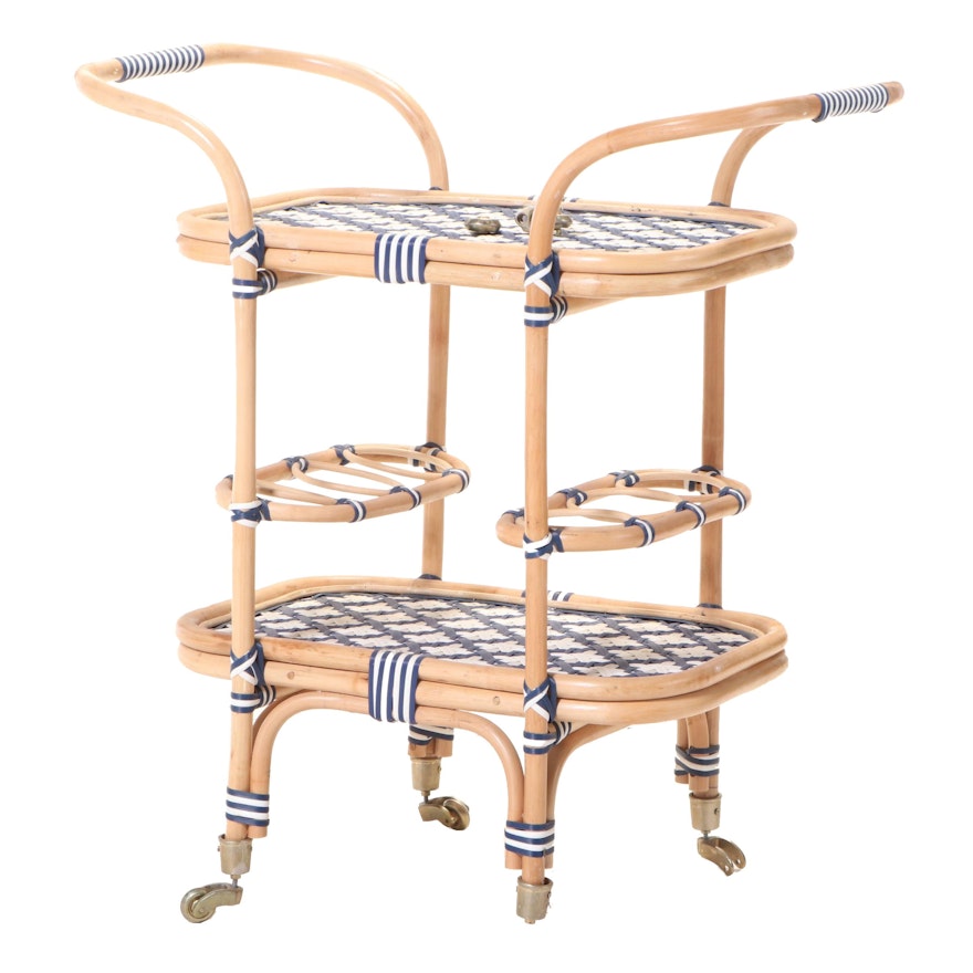 Blue Ocean Traders "Cannes" Bamboo and Synthetic Wicker Bar Cart