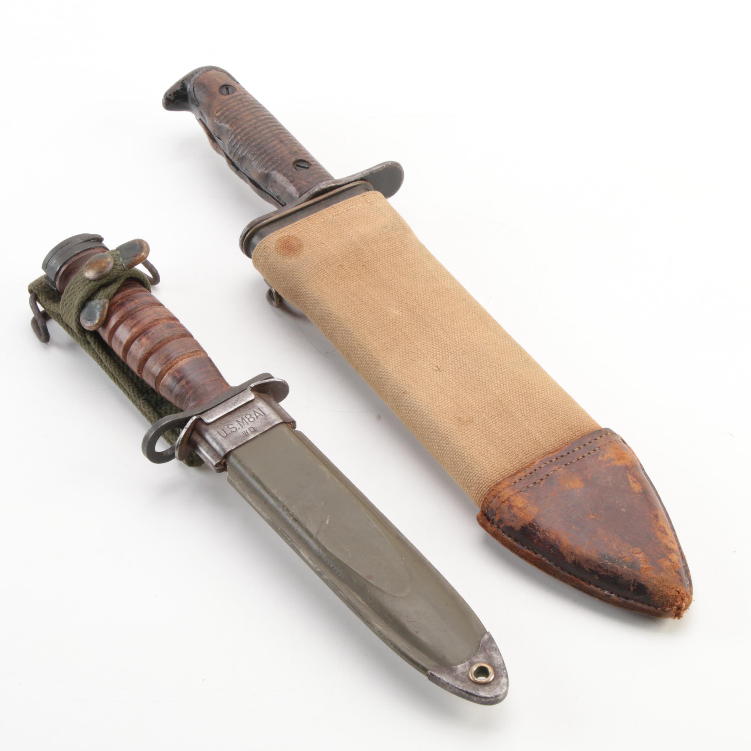 Brauer Bros WWI Bolo Knife and WWII M8A1 Bayonet