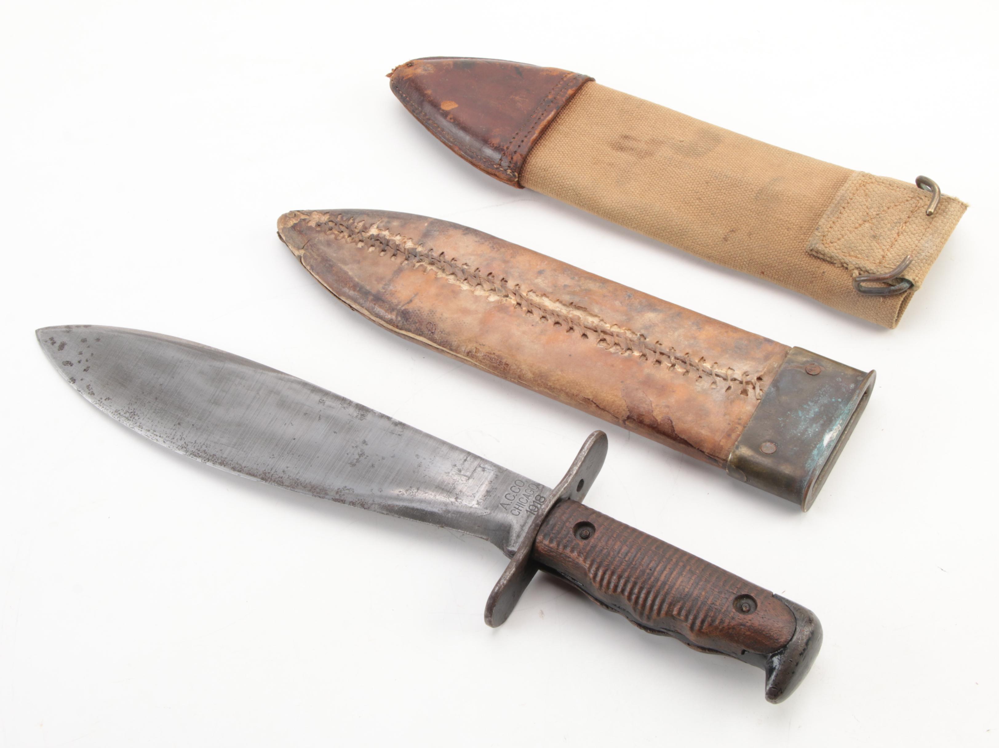 Brauer Bros WWI Bolo Knife and WWII M8A1 Bayonet