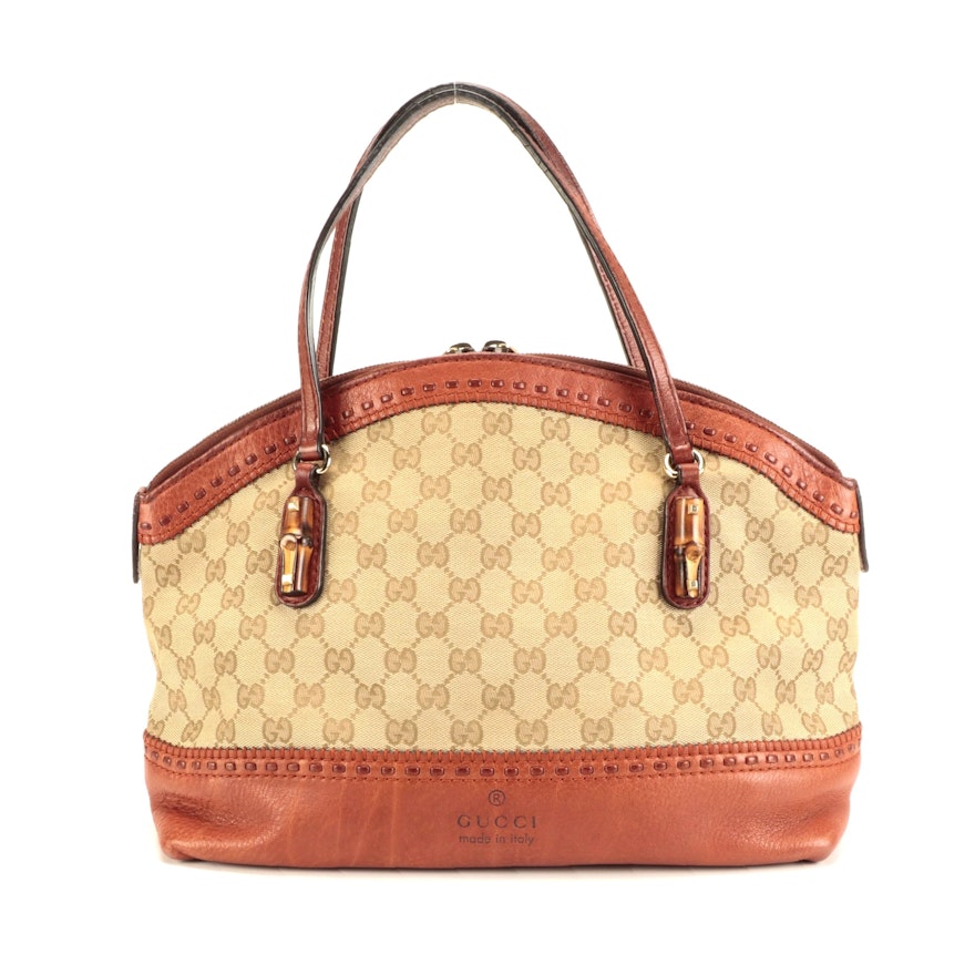Gucci Laidback Crafty Top Handle Bag in GG Canvas and Leather