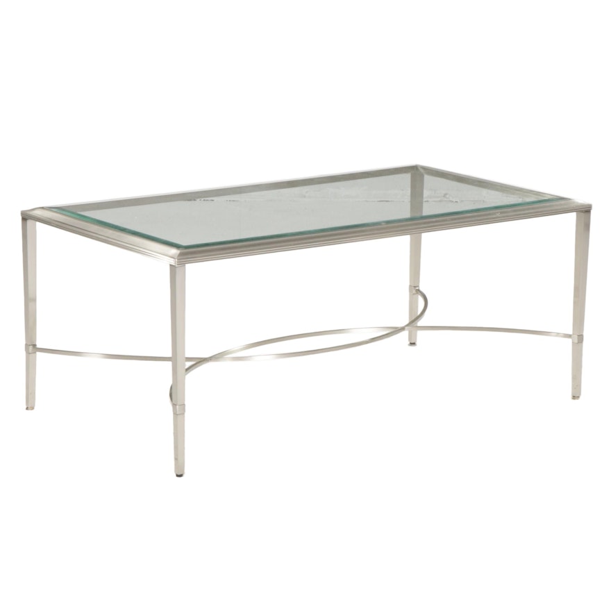 Contemporary Metal Frame Glass Top Coffee Table