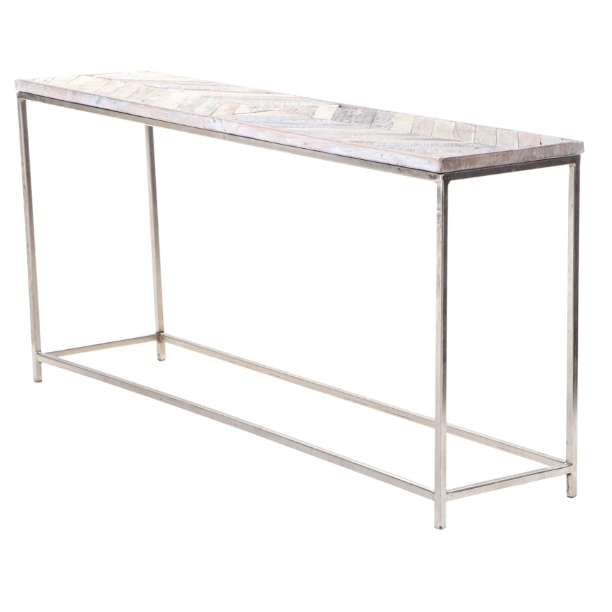 Blue Ocean Traders "Embed" Reclaimed Wood & Silver-Patinated Iron Console Table