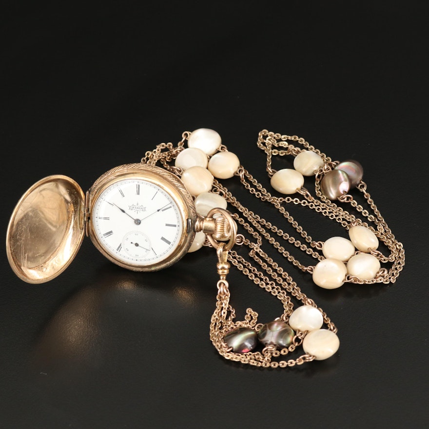 1895 Elgin Gold Filled Pocket Watch and Chain