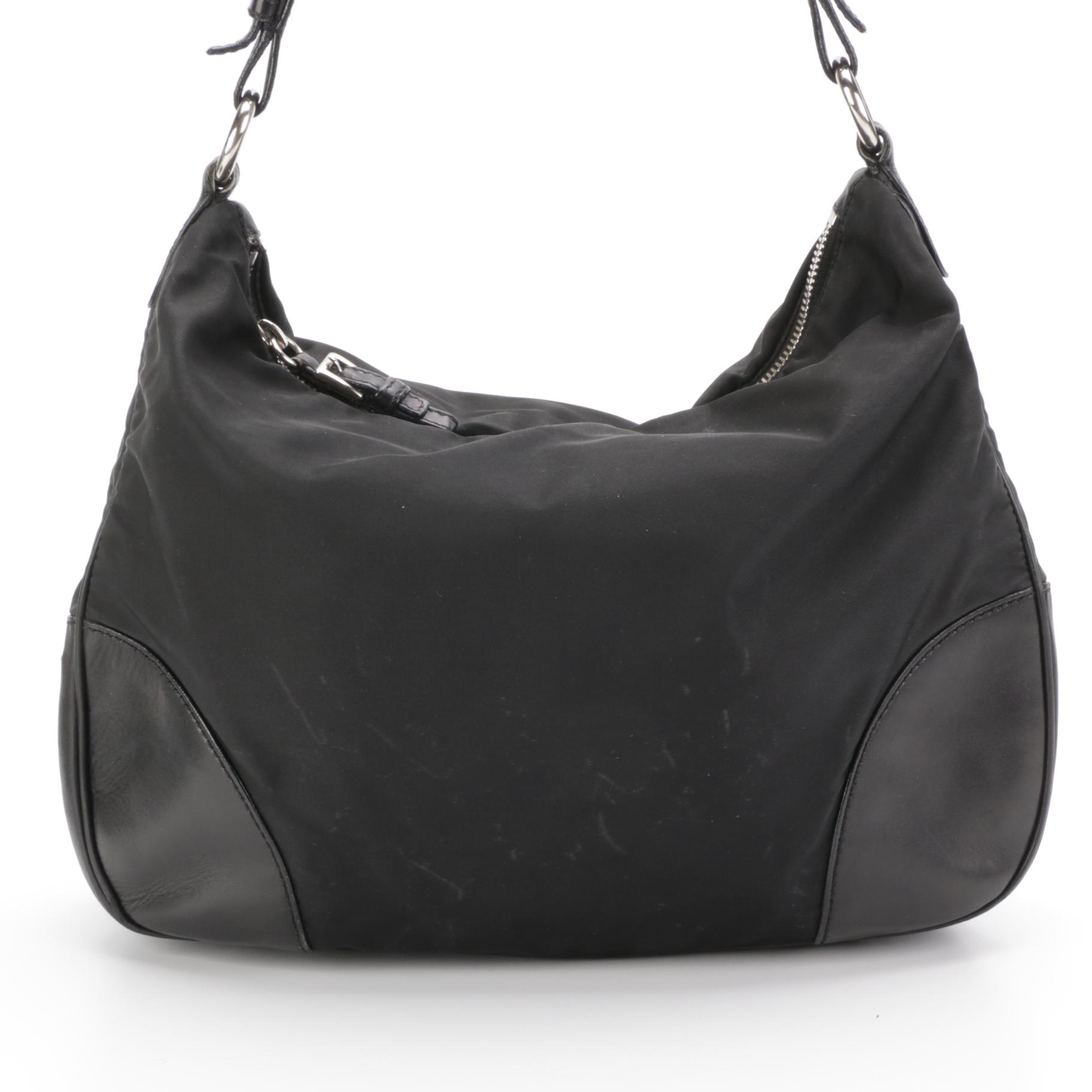 Prada Satchel in Black Tessuto Nylon and Leather