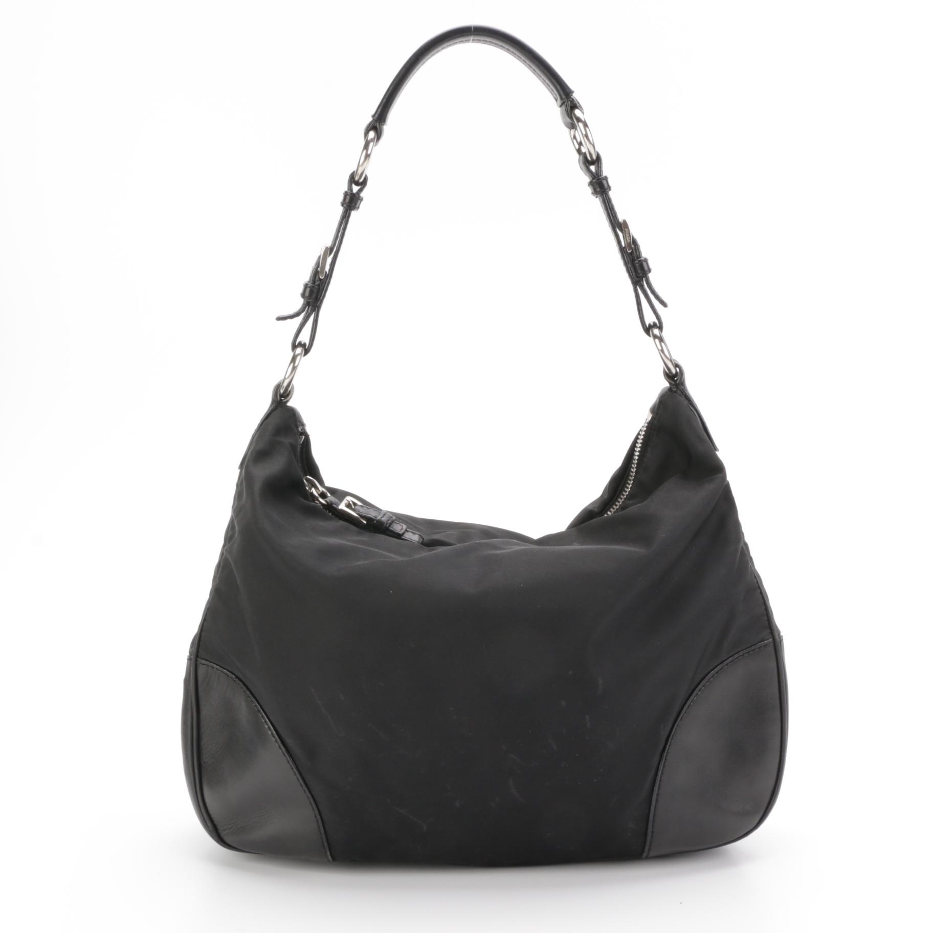 Prada Satchel in Black Tessuto Nylon and Leather