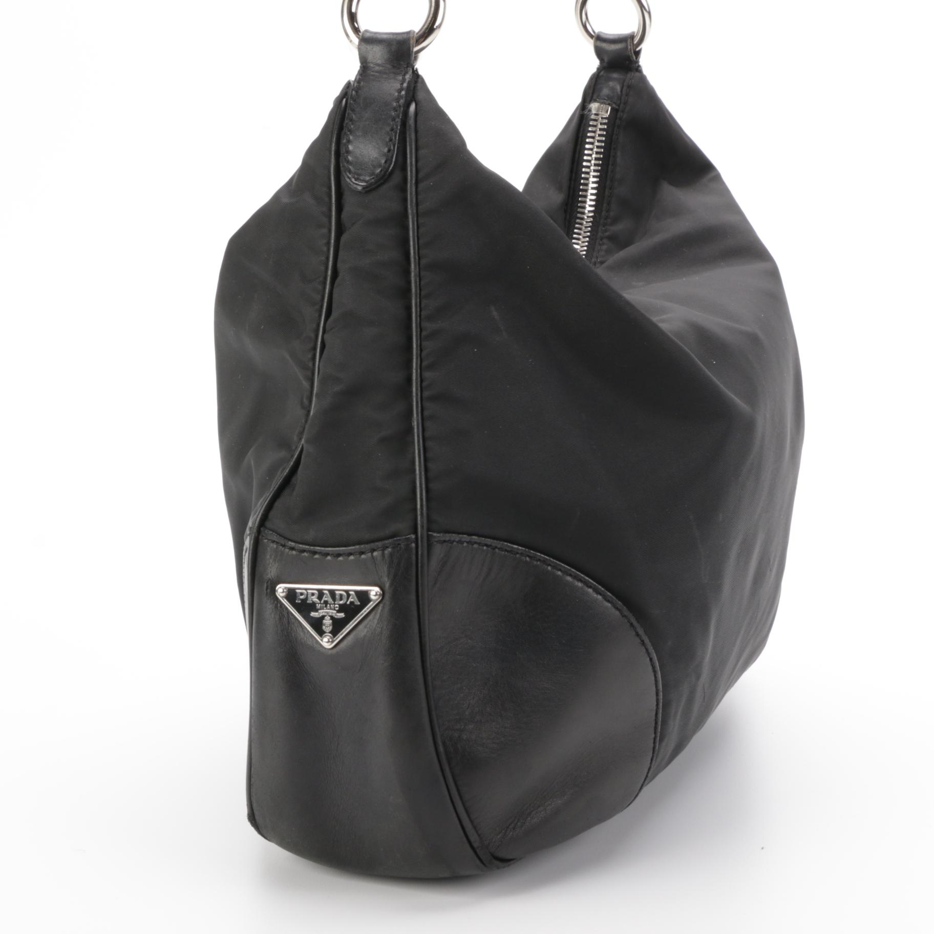 Prada Satchel in Black Tessuto Nylon and Leather