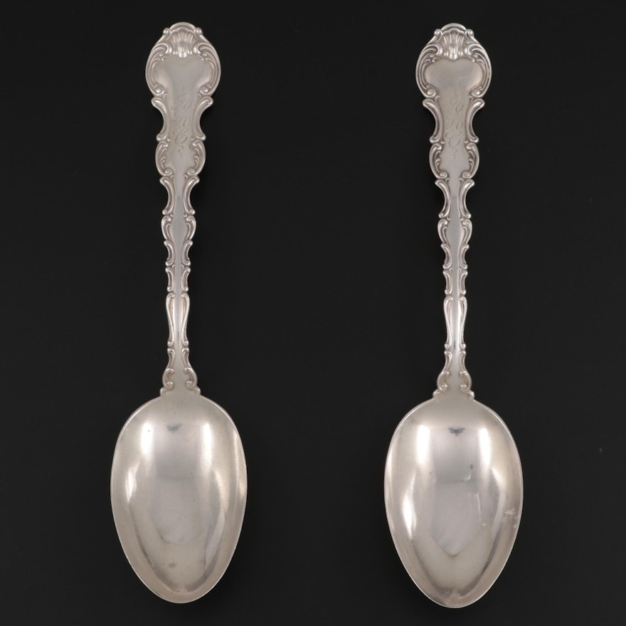 Gorham "Strasbourg" Sterling Silver Serving Spoons, Late 19th Century