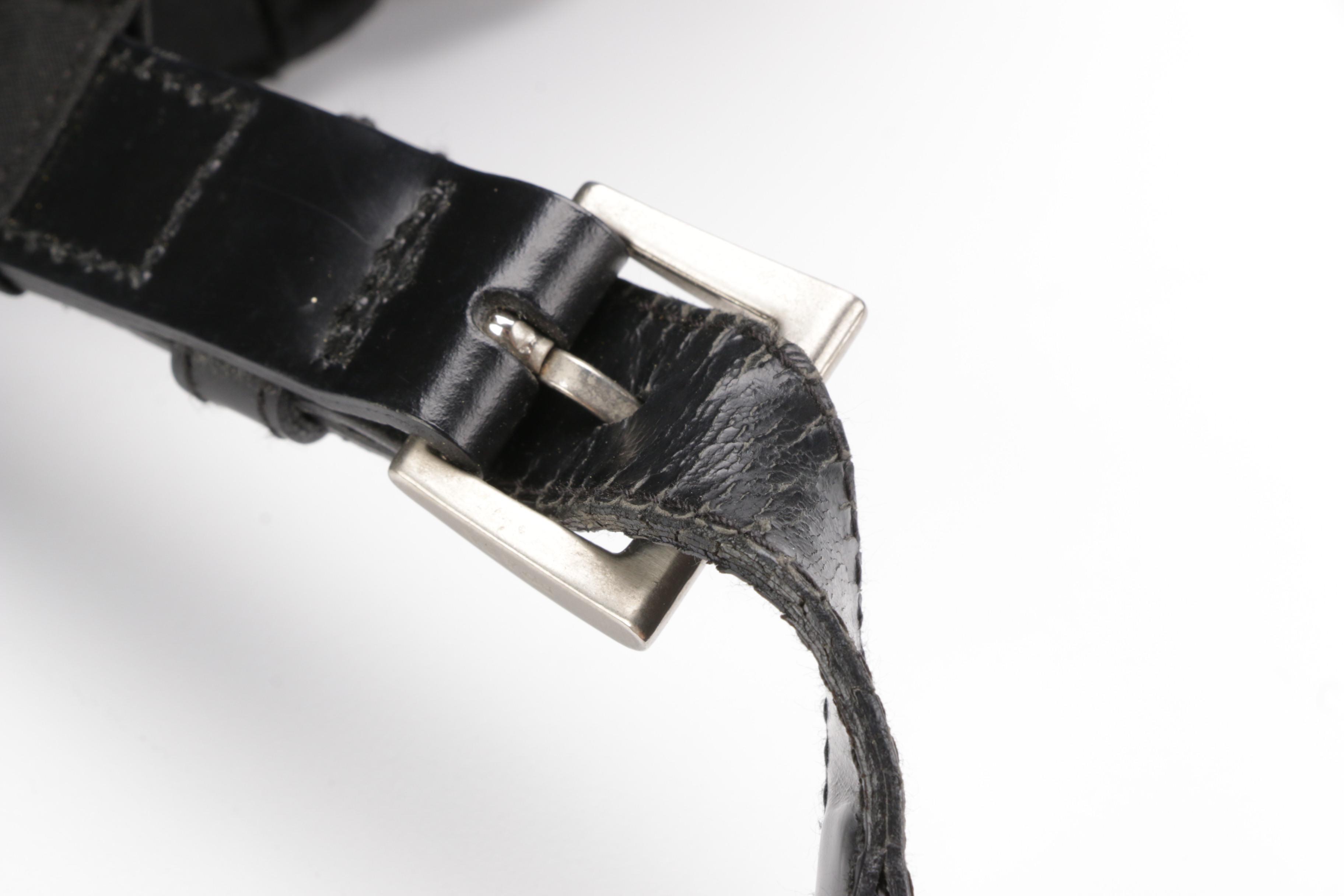 Prada Medium Black Tessuto Nylon Backpack with Leather Trim