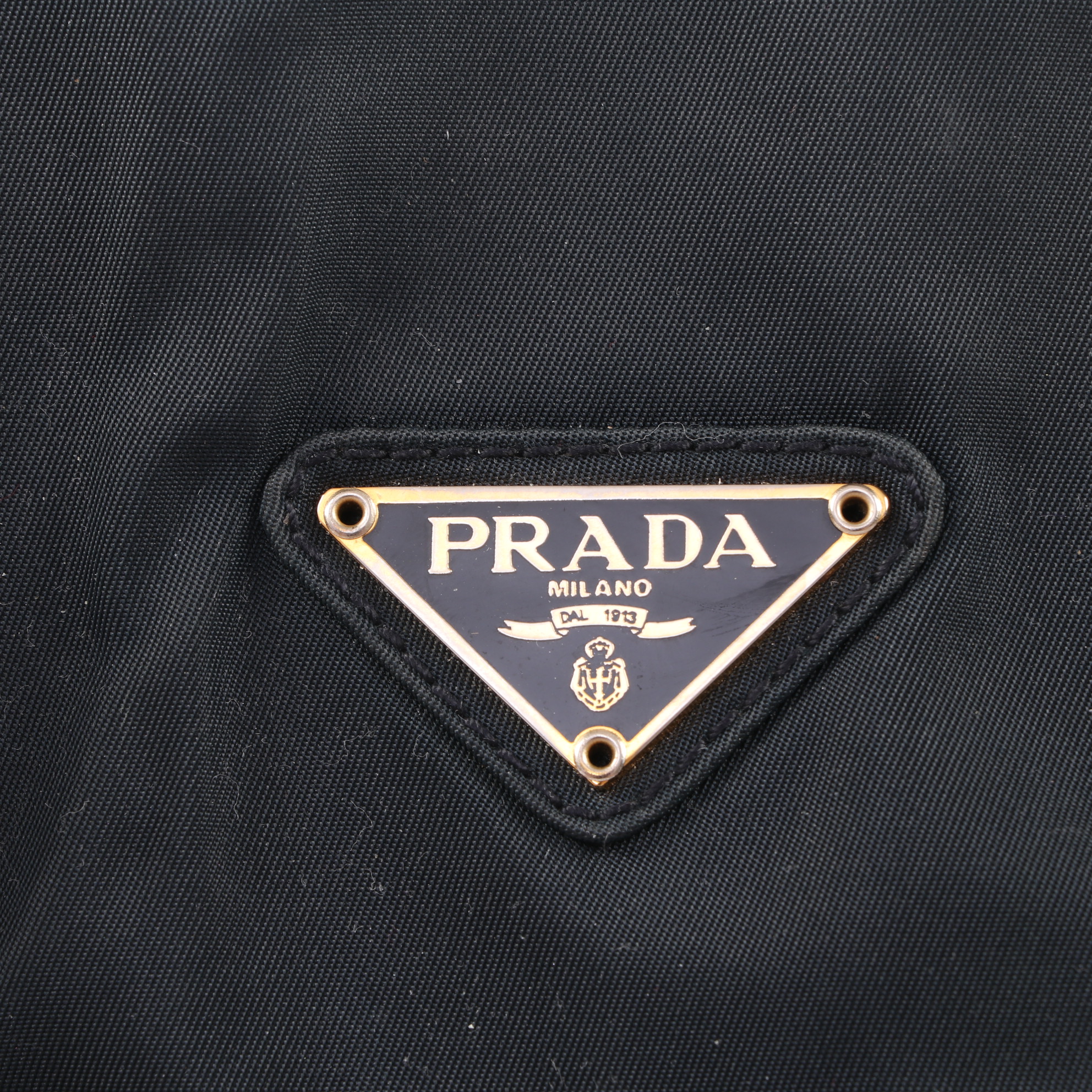 Prada Black Tessuto Nylon Chain Strap Shoulder Bag with Leather Trim