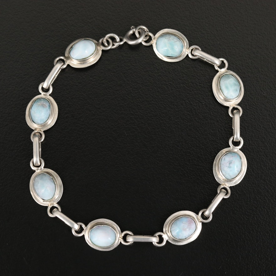 Sterling Larimar Line Bracelet